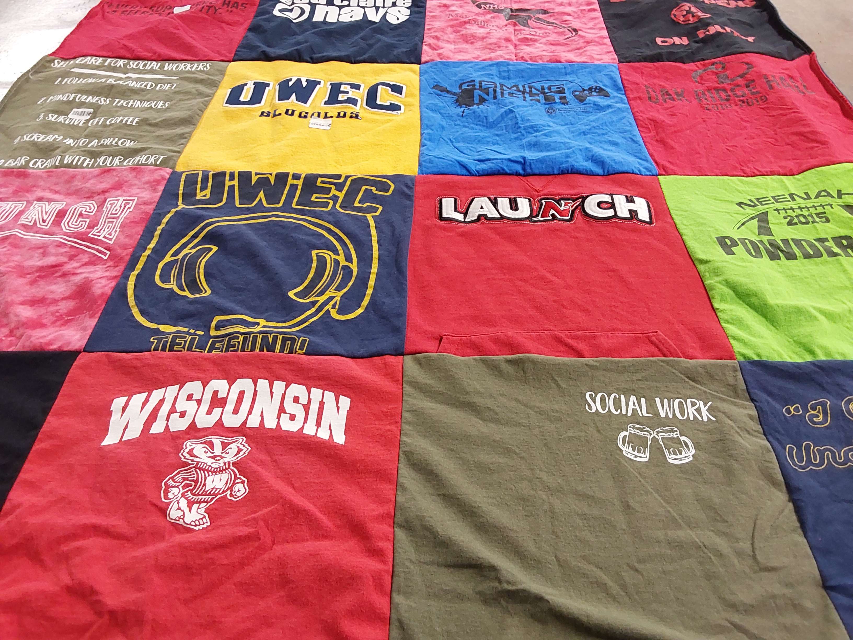 T-shirt quilt from university of wisconsin eau claire by Sarah from WI