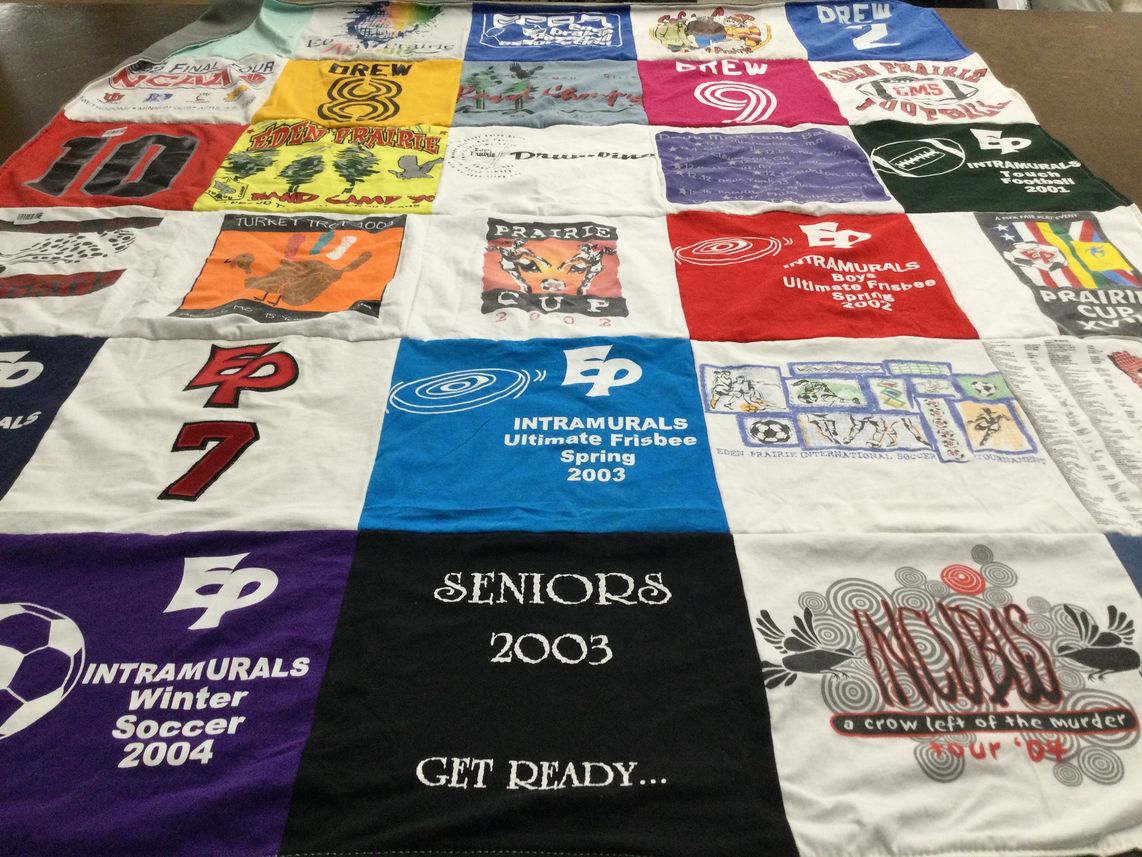 T-shirt quilt featuring eden prairie high school soccer, eden prairie high school ultimate frisbee by Louella from MN