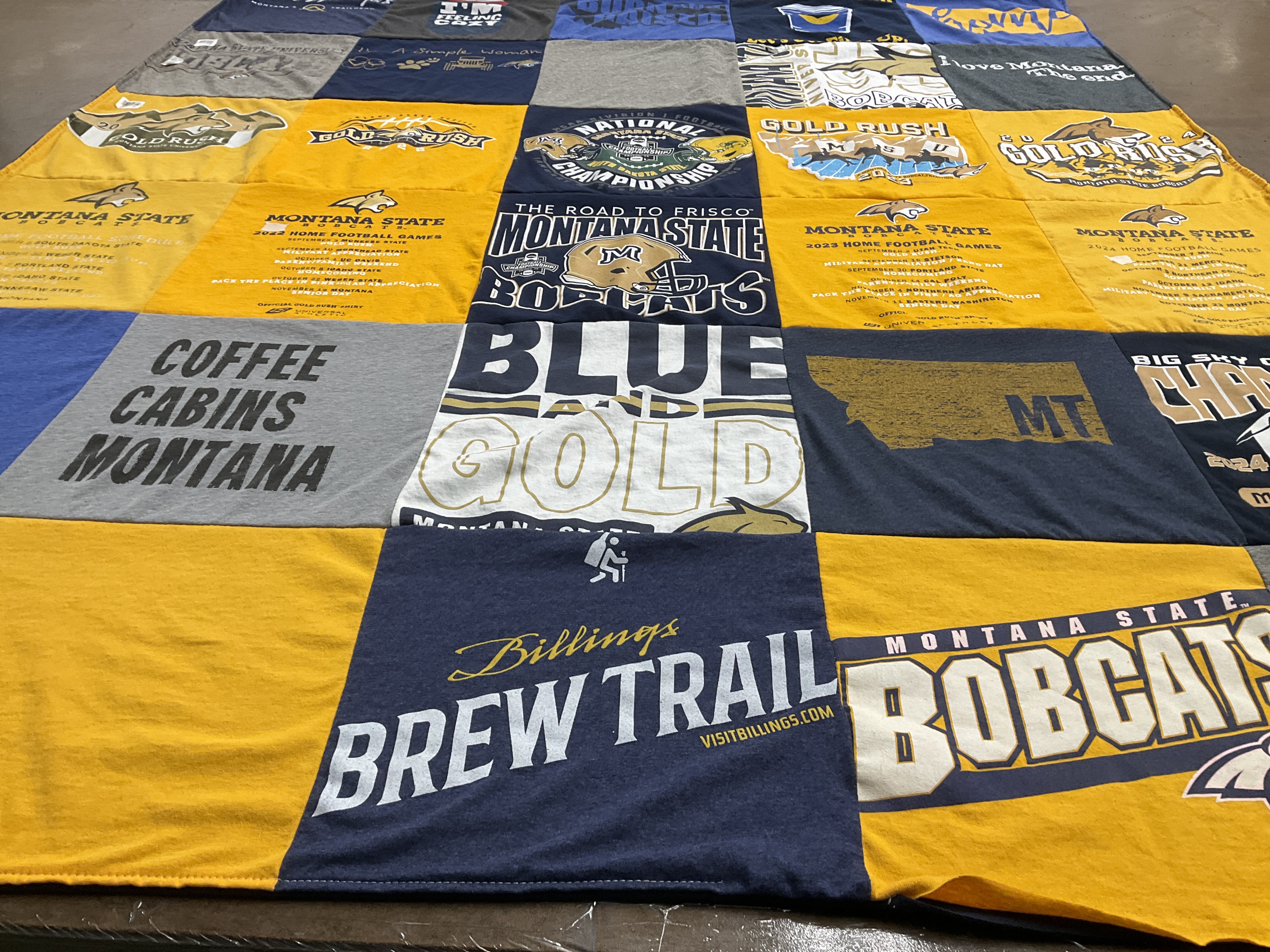 T-shirt quilt featuring montana state university bobcats by sarah from MT
