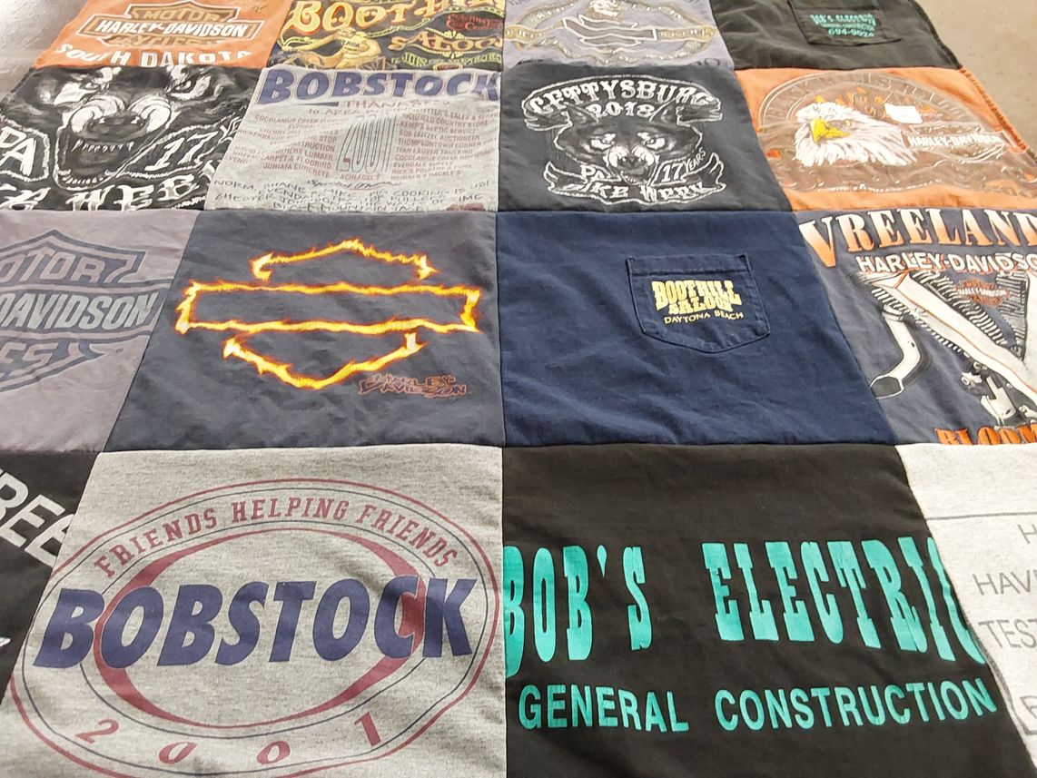 T-shirt quilt with motorcycle, rallies themes by Kim from PA