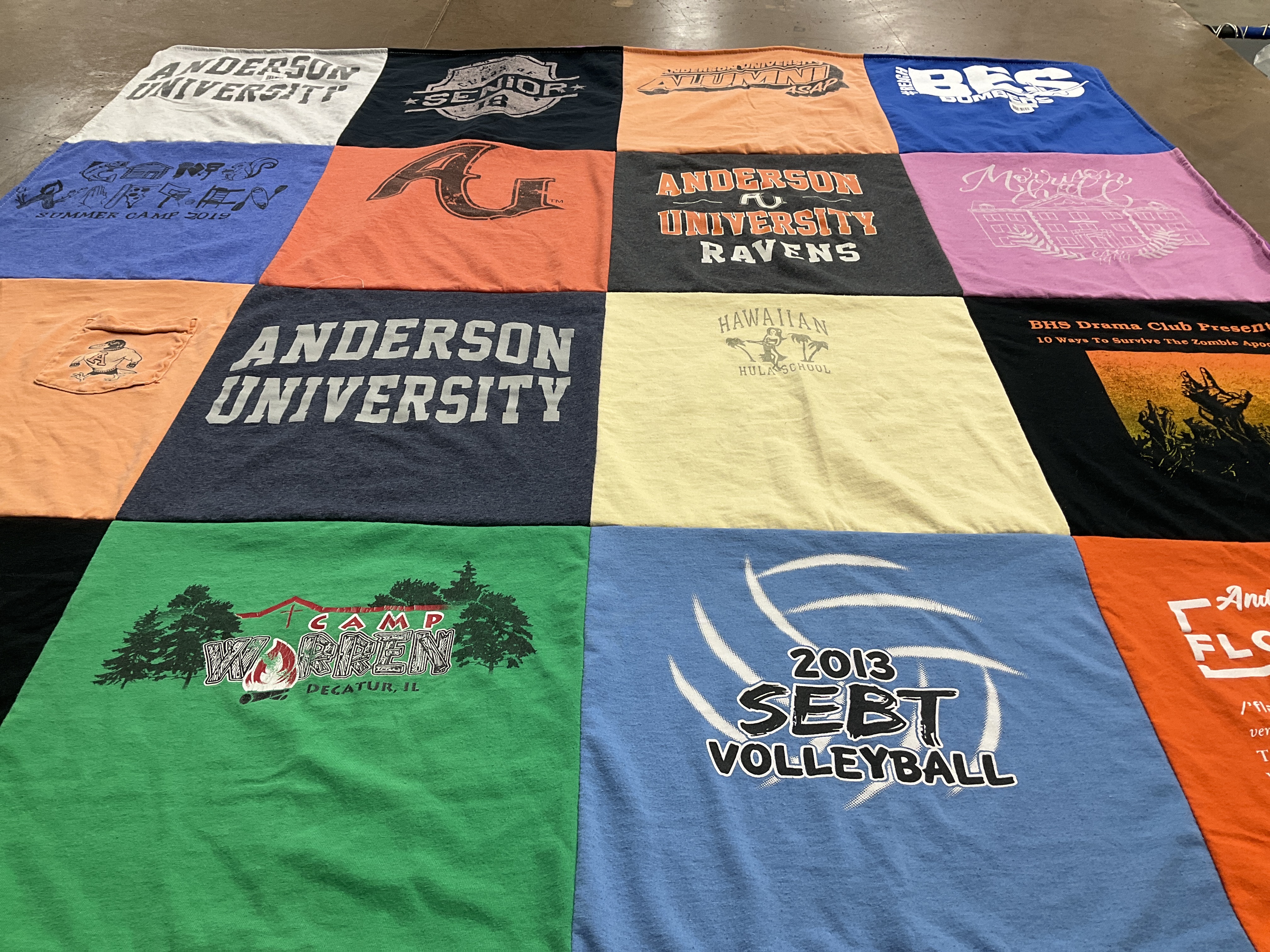 T-shirt quilt featuring anderson university ravens by Lynn from IL