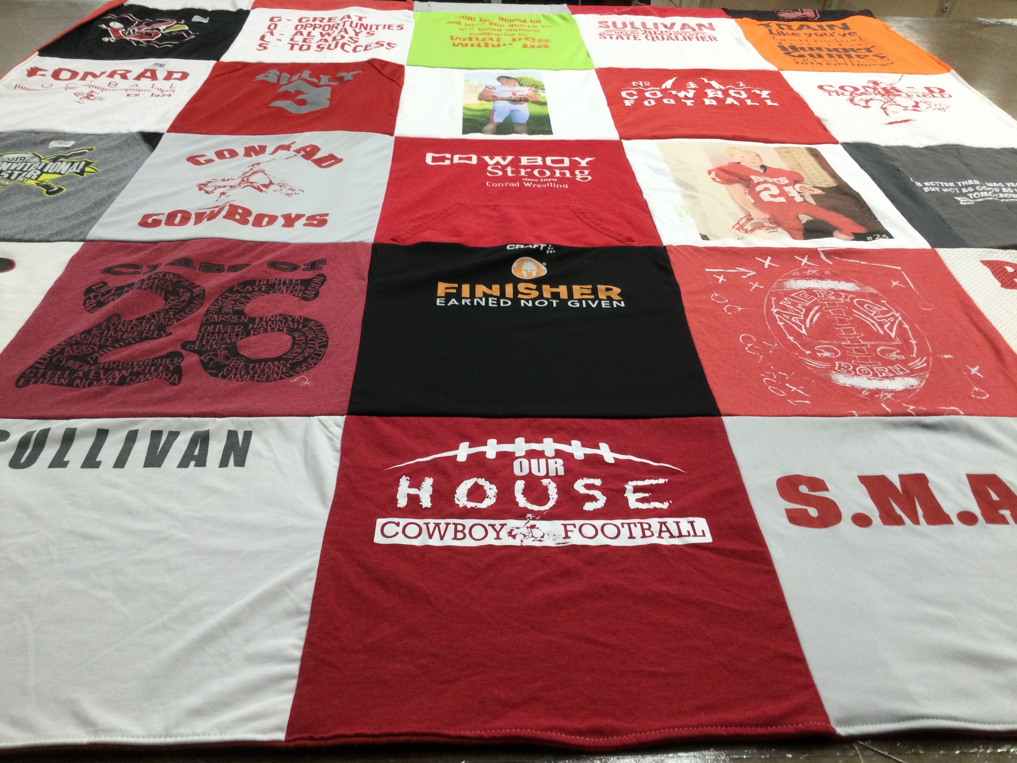 T-shirt quilt featuring conrad cowboys football by Nicki from MT