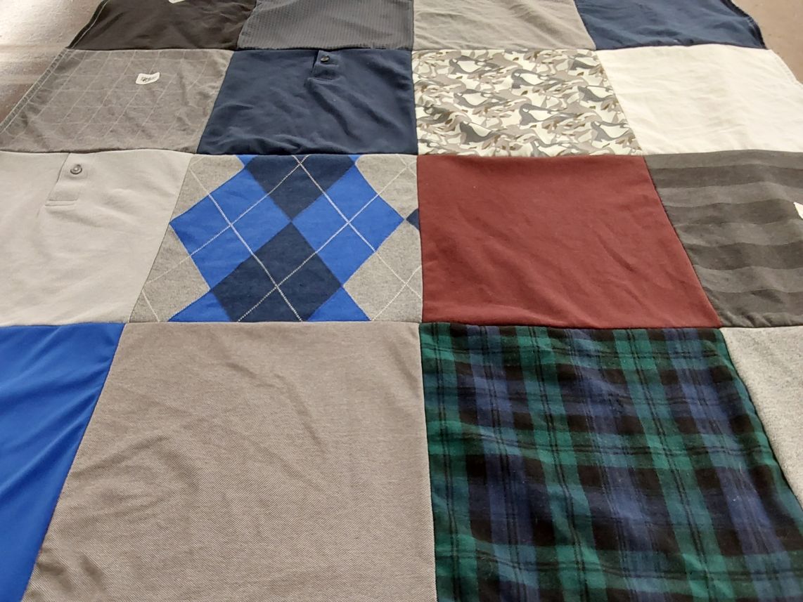 T-shirt quilt with fashion, textiles themes by Holly from TN