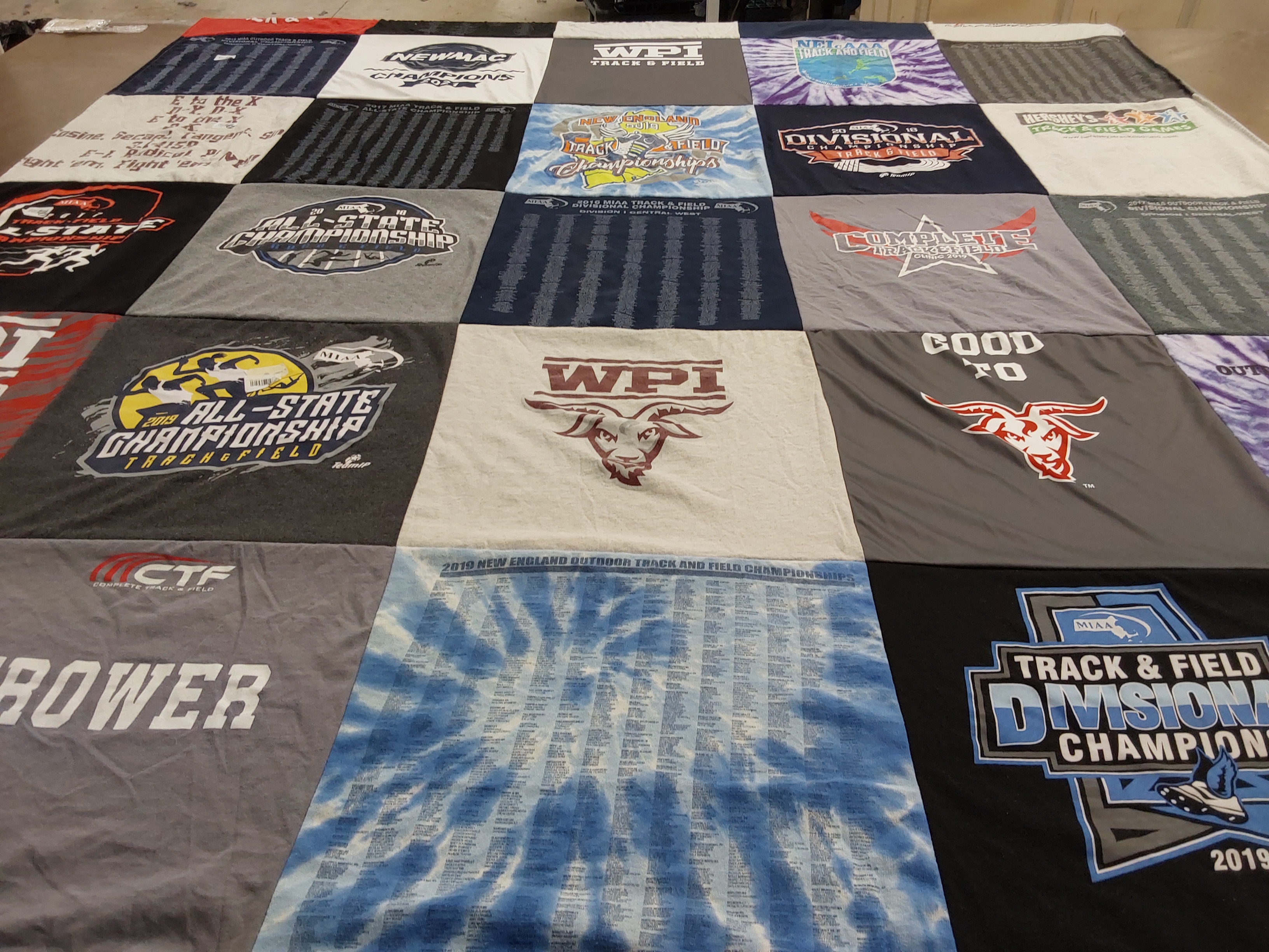 T-shirt quilt from worcester polytechnic institute by Morgan from MA