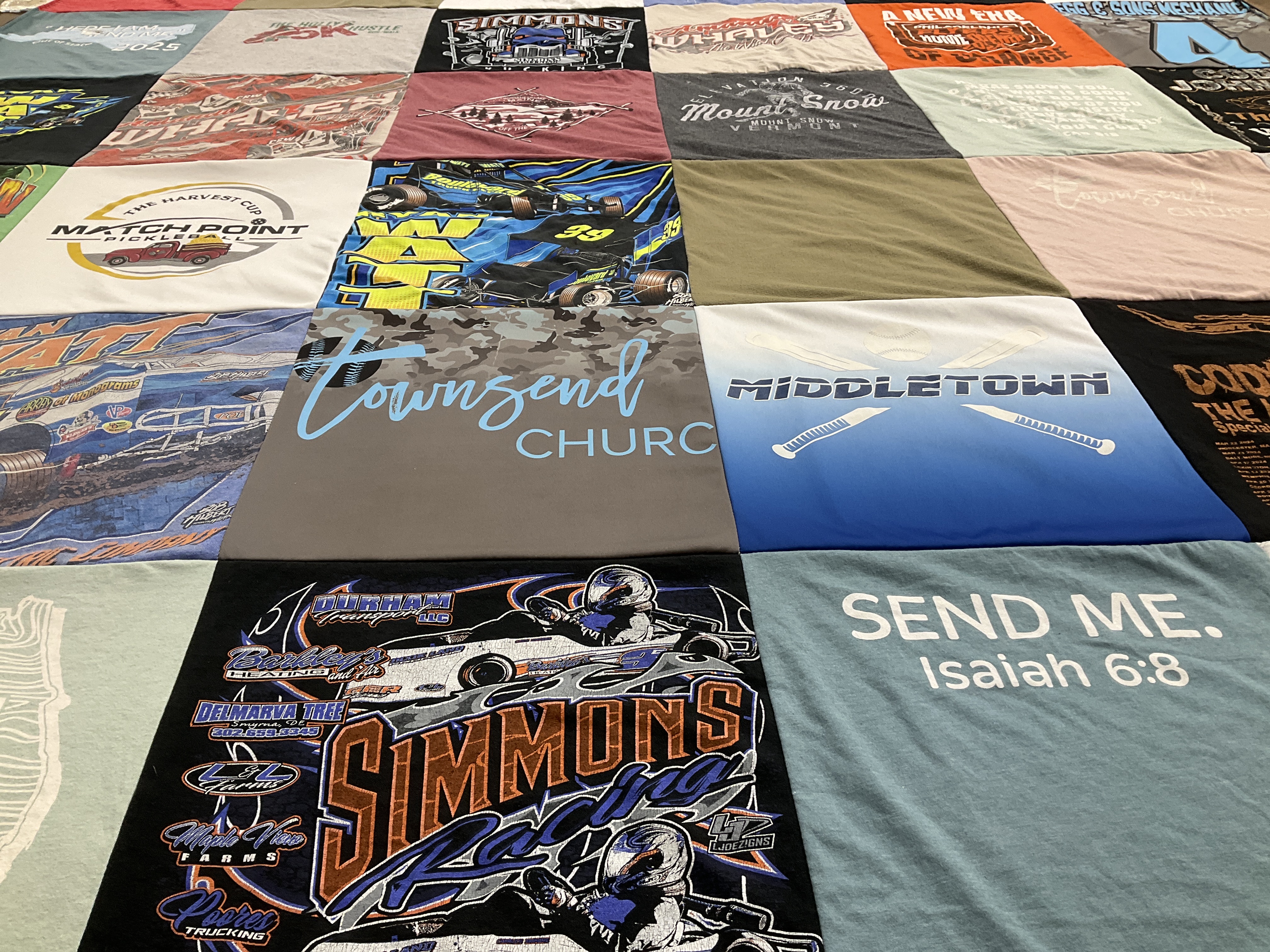 T-shirt quilt with racing, sports themes by Jordan from DE