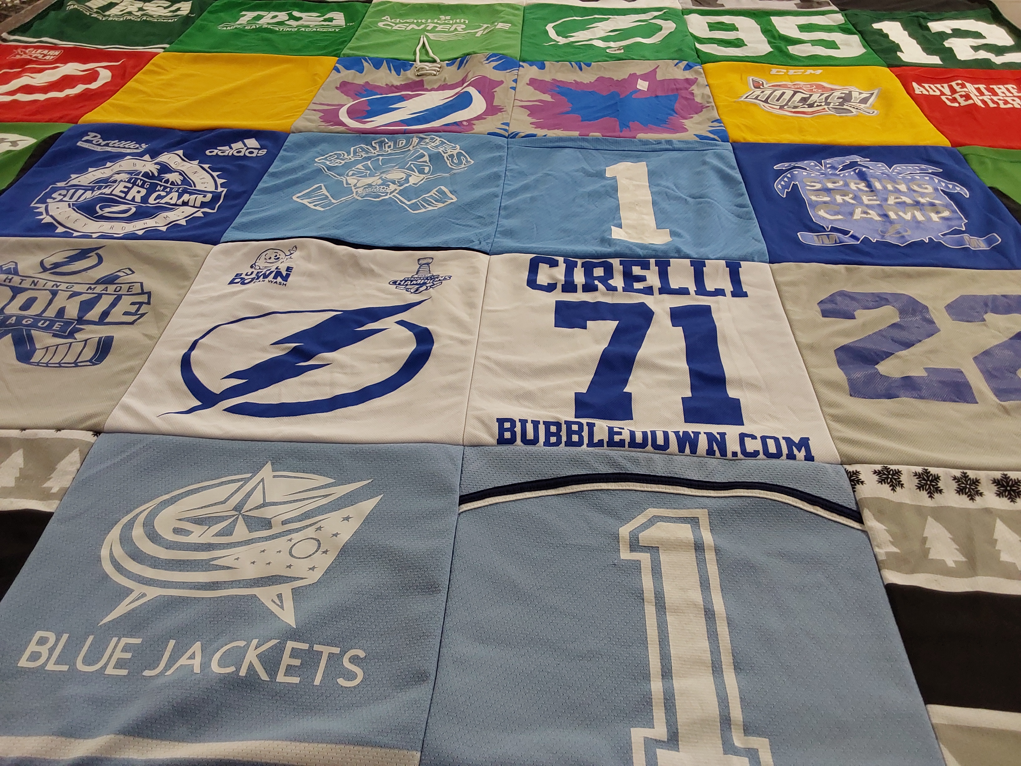 T-shirt quilt featuring columbus blue jackets, tampa bay lightning by Tony from FL
