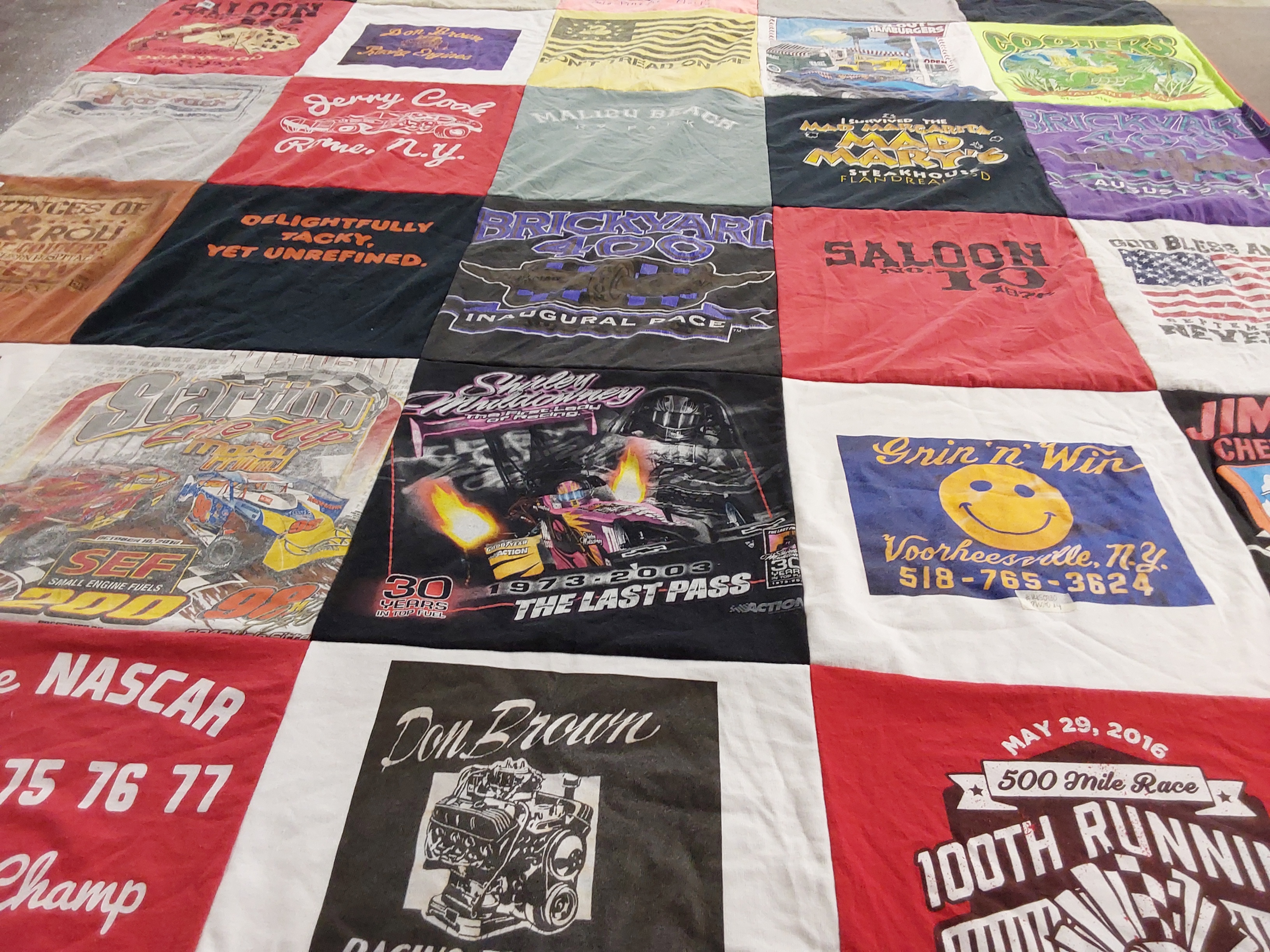 T-shirt quilt with motorsports, racing themes by Donald from FL