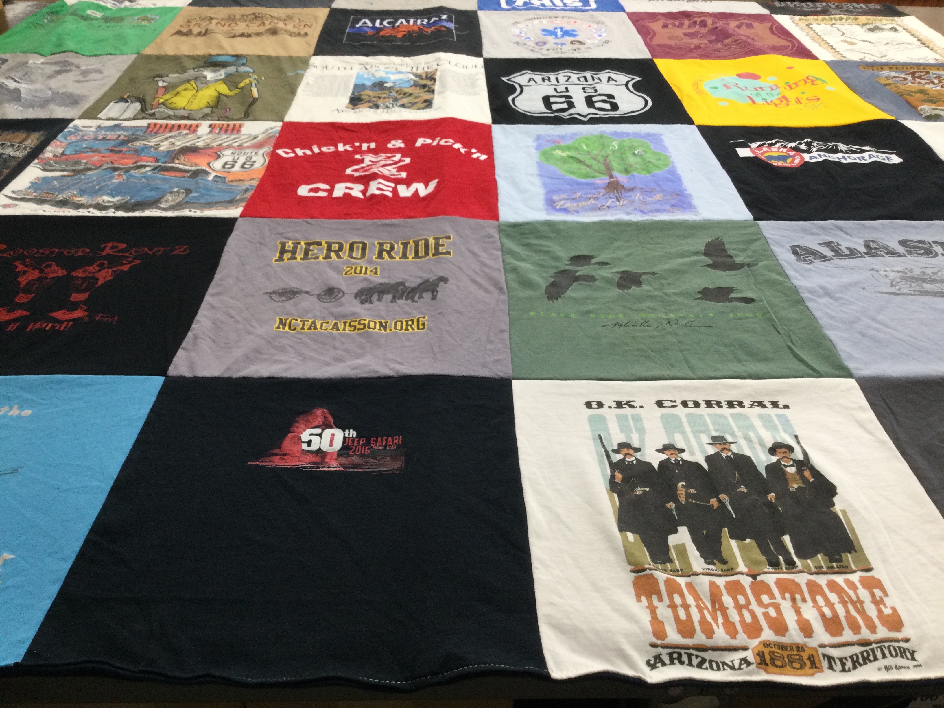 T-shirt quilt with travel, history themes by Katelyn from NC