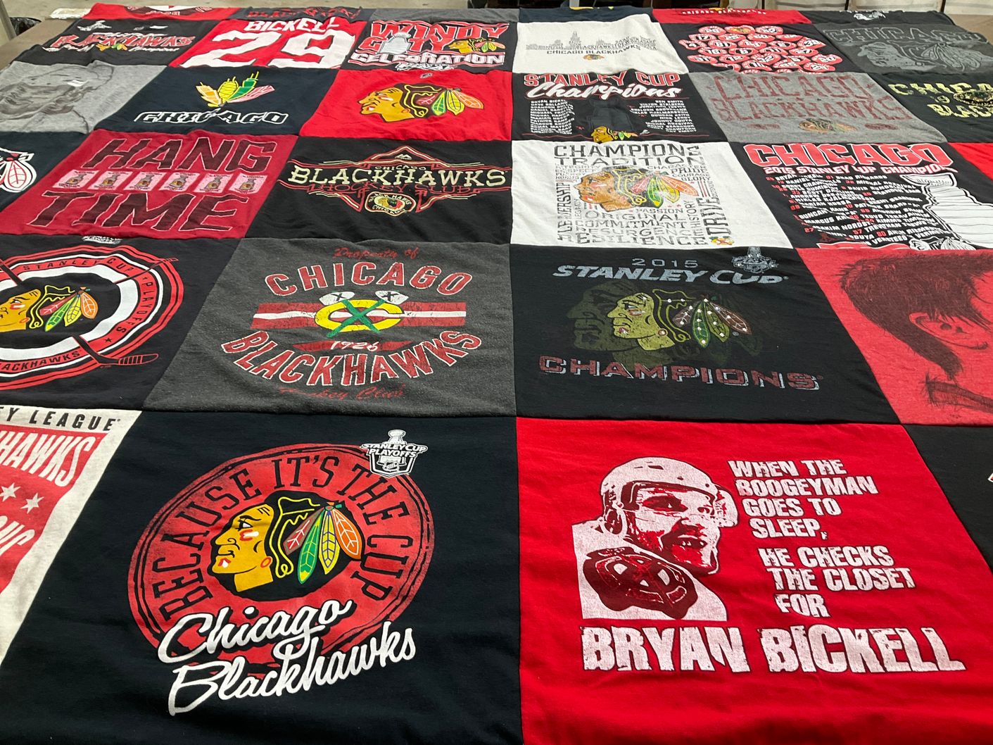 T-shirt quilt featuring chicago blackhawks by Dawn from IL