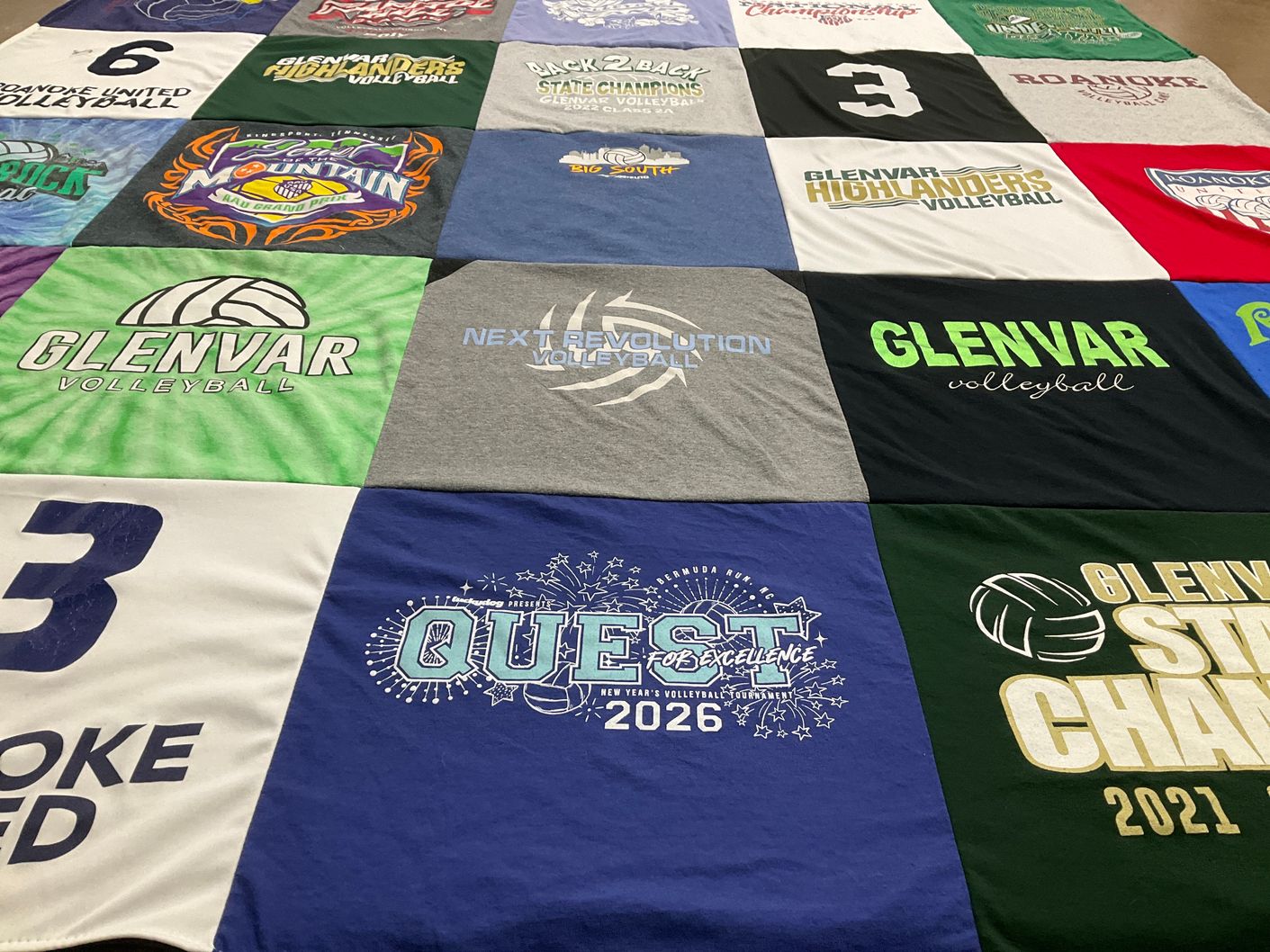 T-shirt quilt featuring glenvar highlanders volleyball by Jennifer from VA