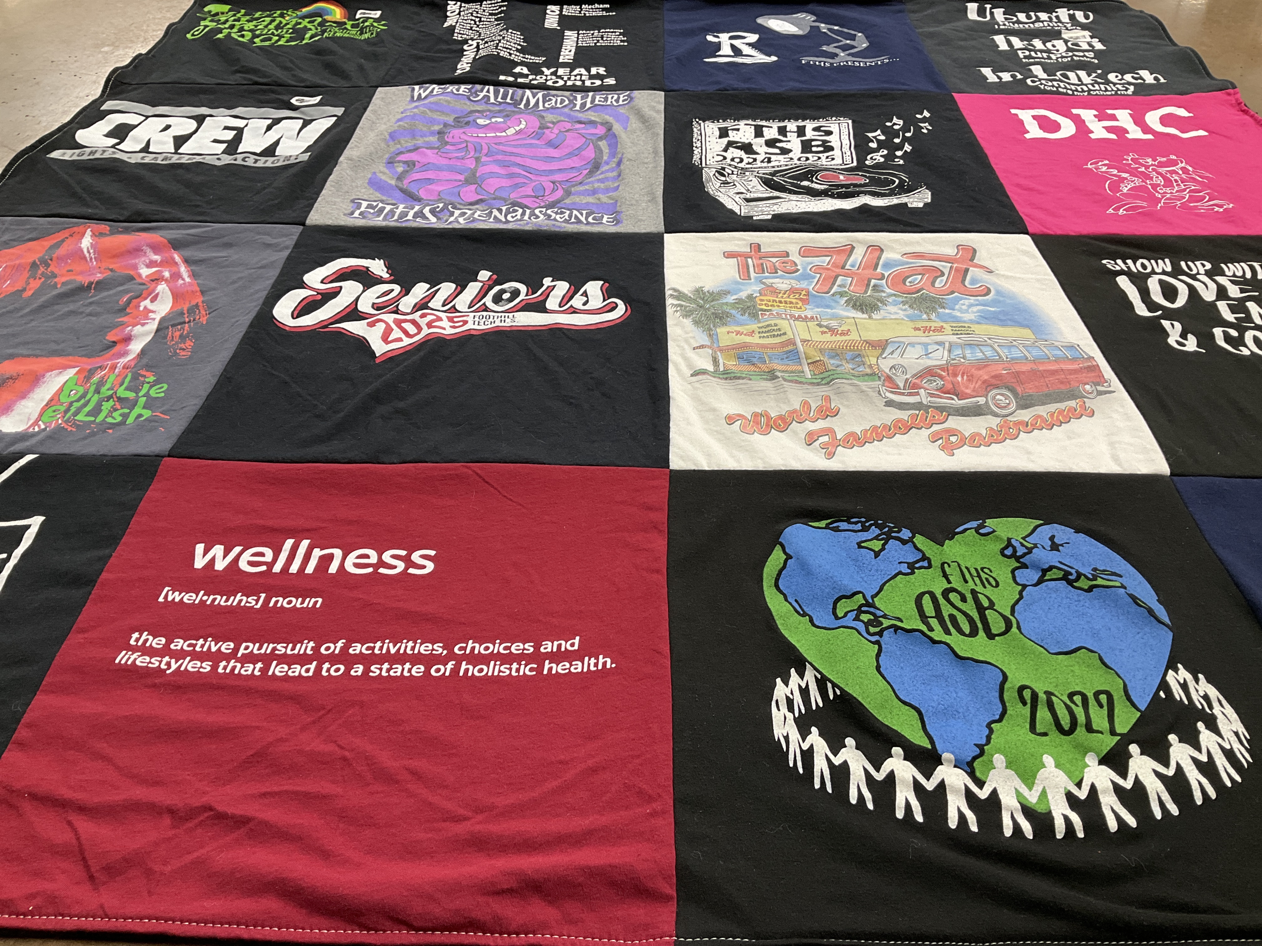 T-shirt quilt from fullerton high school by Amy from CA