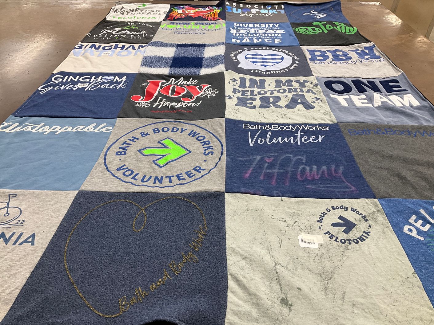 T-shirt quilt with community service, fitness themes by Tiffany N from OH