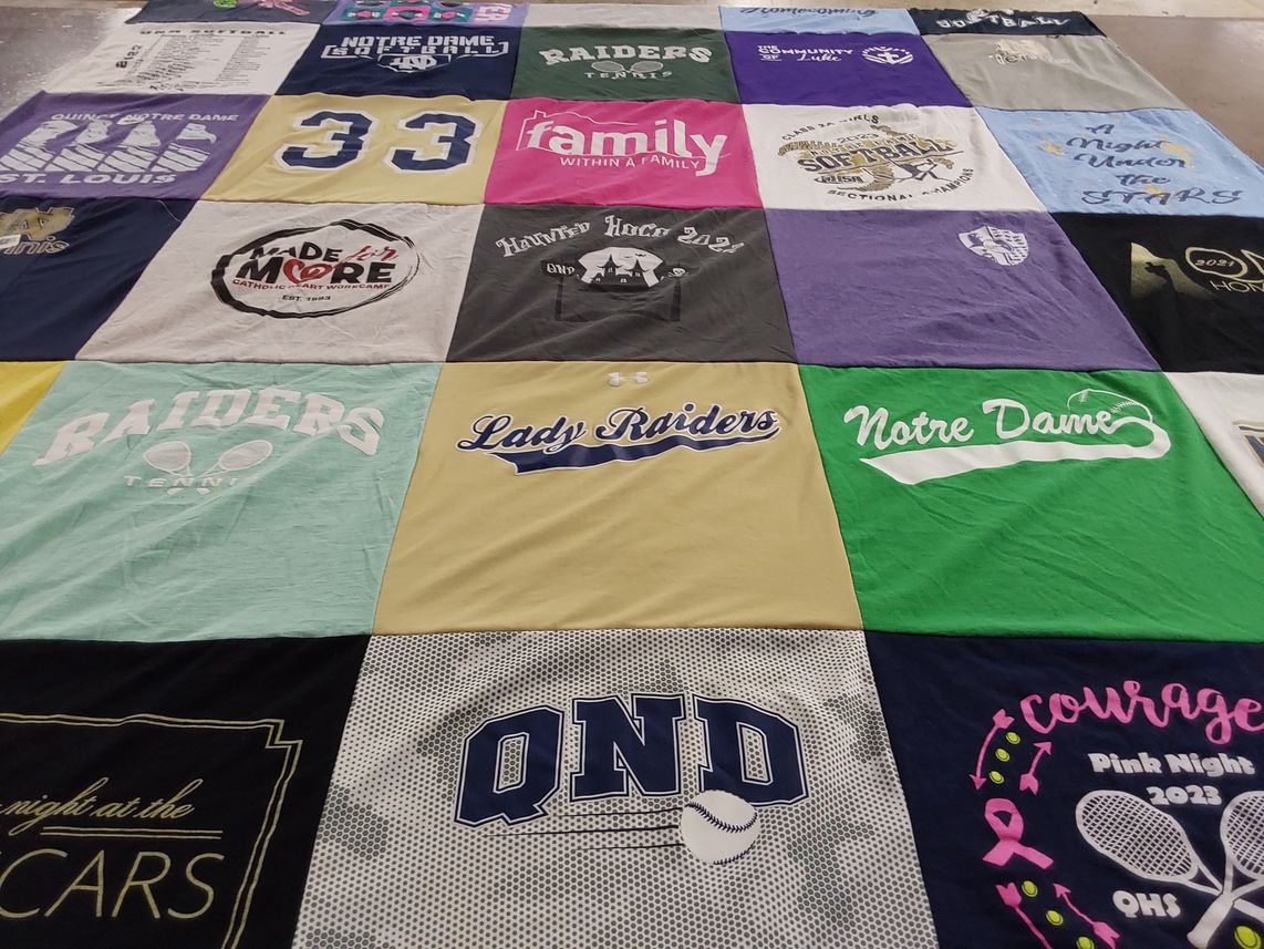 T-shirt quilt featuring raiders, lady raiders by Krisha from IL