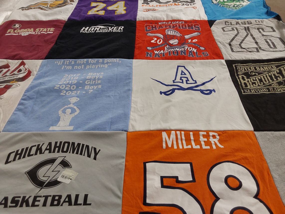 T-shirt quilt featuring chickahominy basketball by Lana from VA