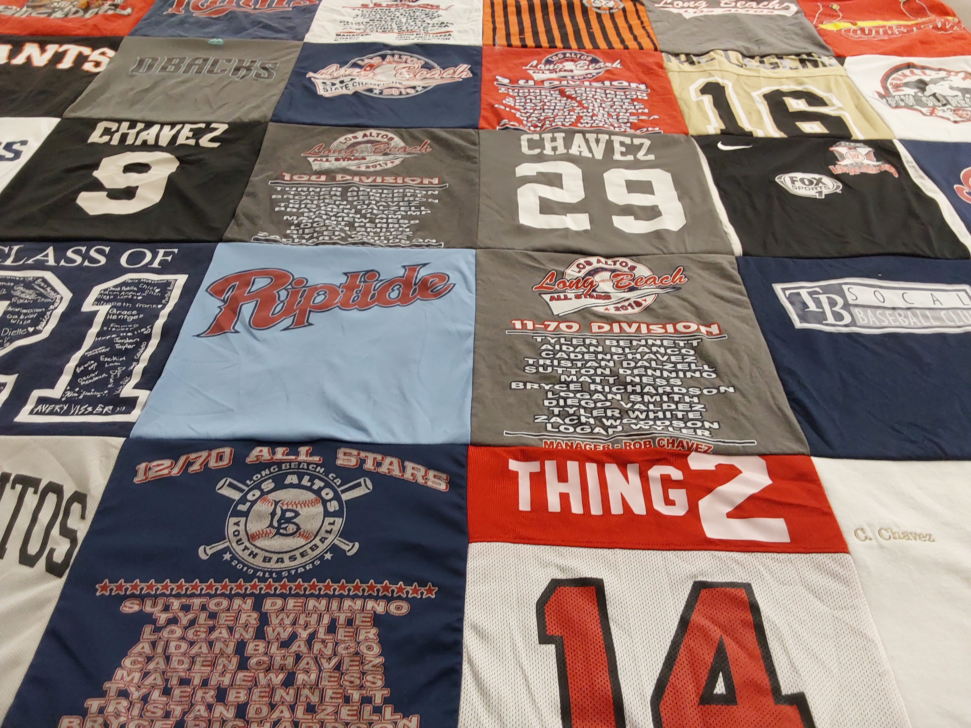 T-shirt quilt from long beach high school by Angela from CA
