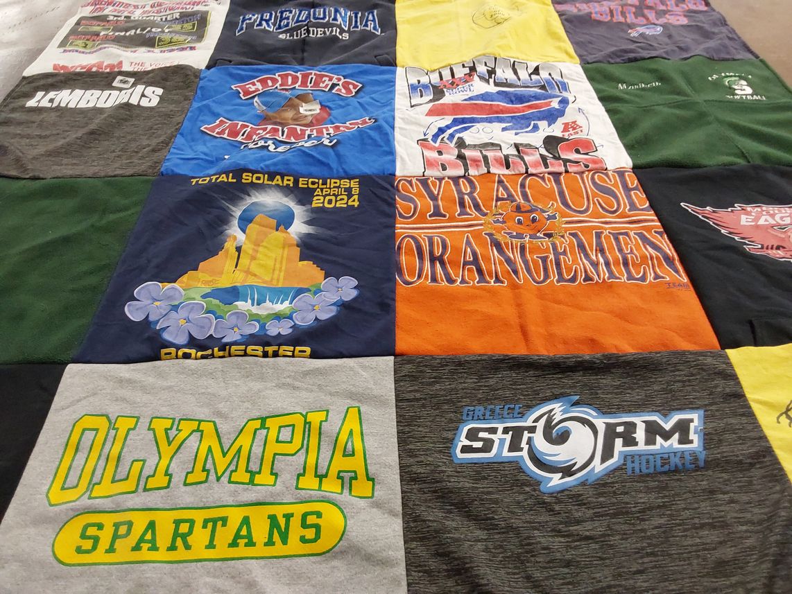 T-shirt quilt featuring buffalo bills, syracuse oranges by Maribeth from PA