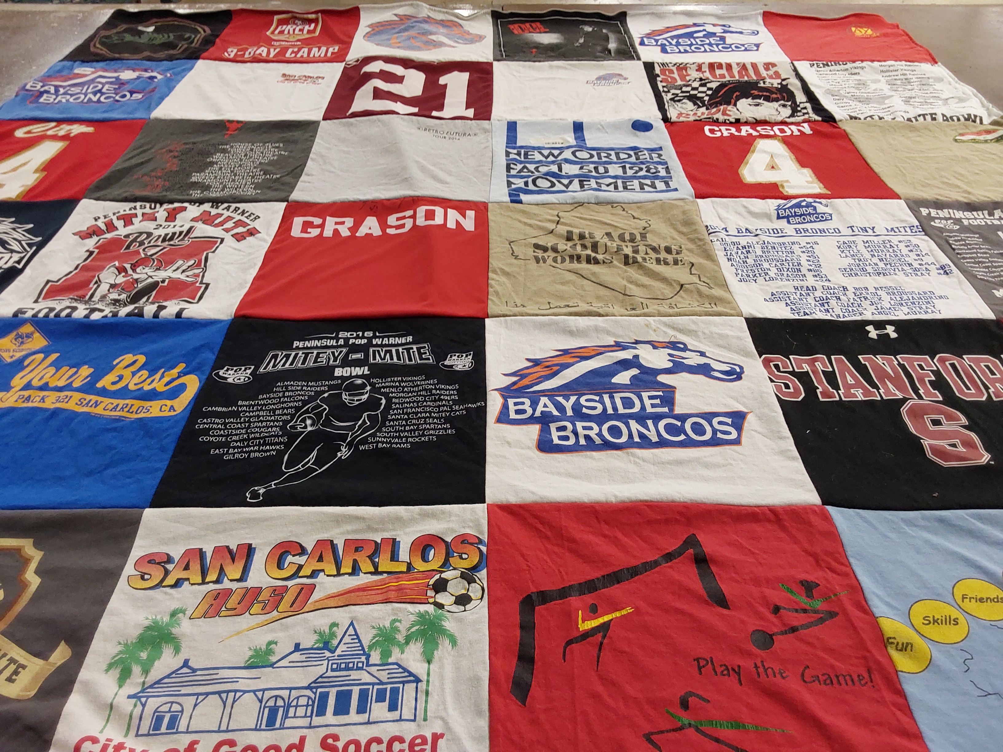 T-shirt quilt featuring bayside broncos by Regina from CA