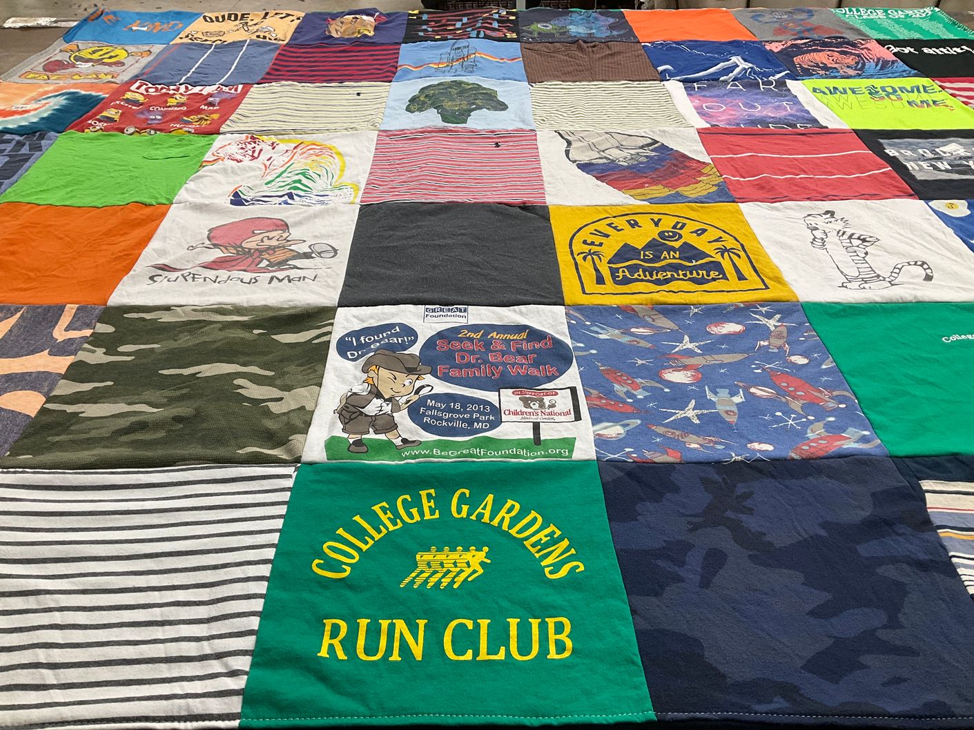 T-shirt quilt with outdoors, animals themes by Karen from MD
