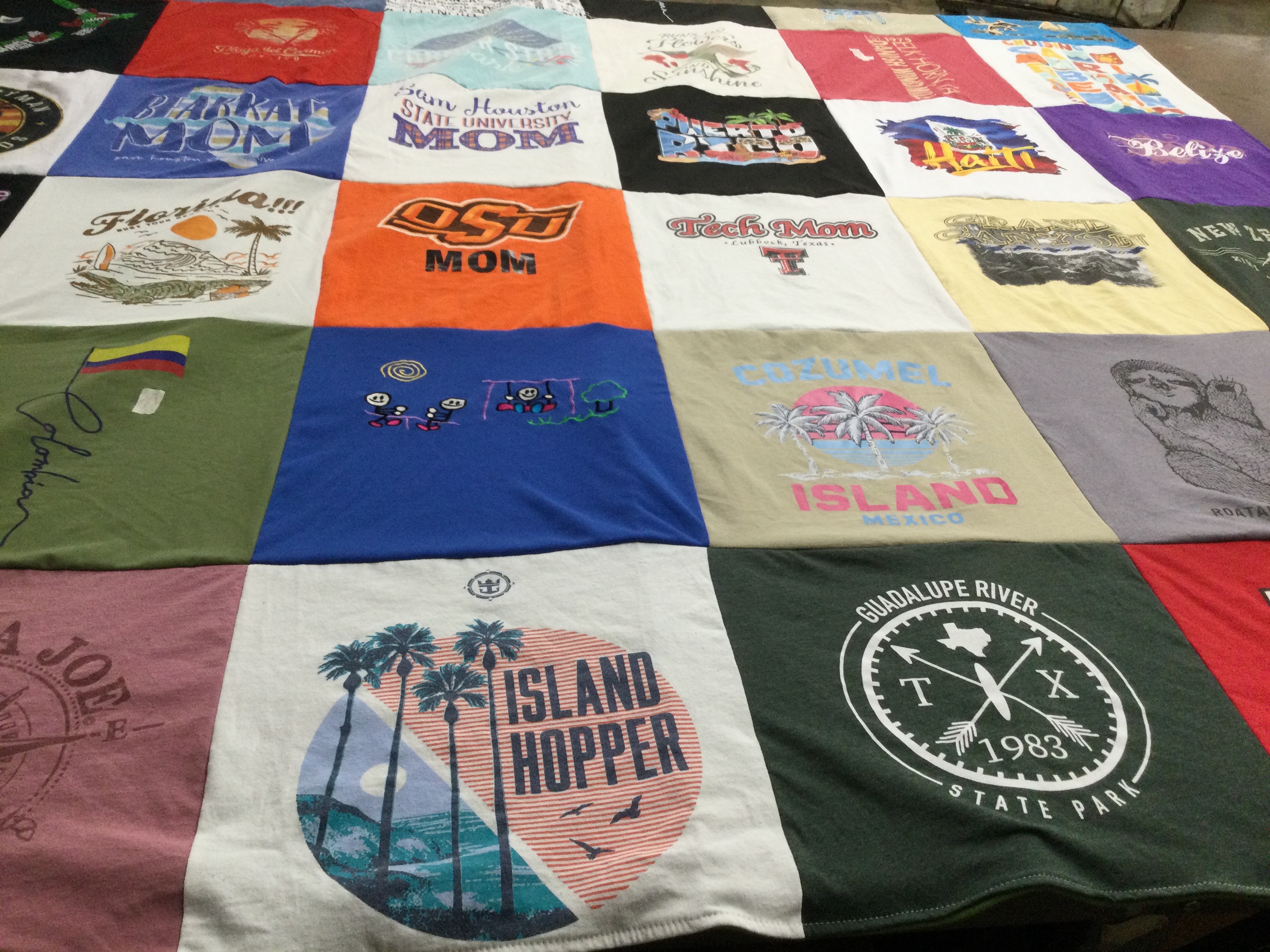 T-shirt quilt from texas tech university, stan houston state university by Angela from TX