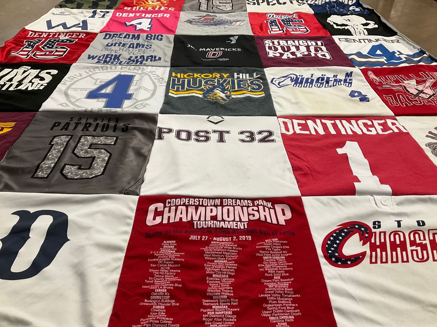 T-shirt quilt featuring dentinger, patriots by Jim from NE