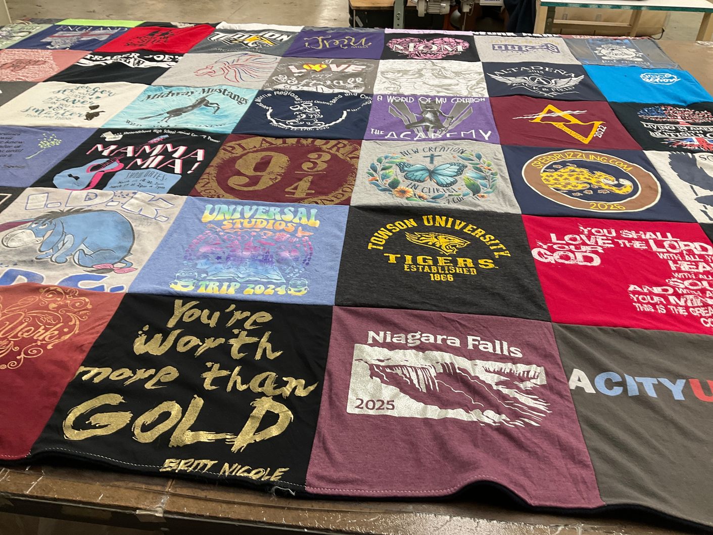 T-shirt quilt featuring towson university tigers by Christine from NY