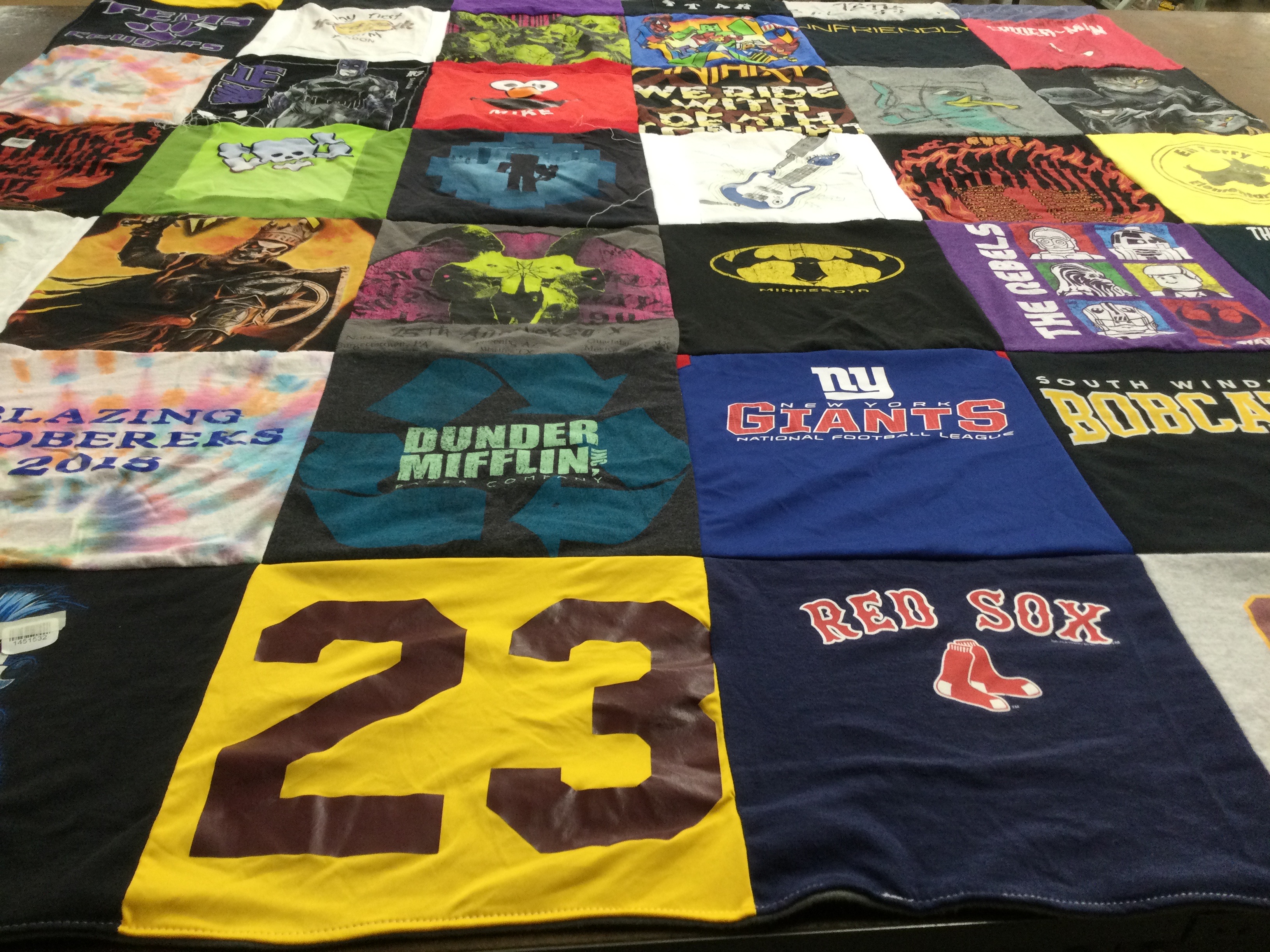 T-shirt quilt featuring new york giants, boston red sox by Lynn from CT