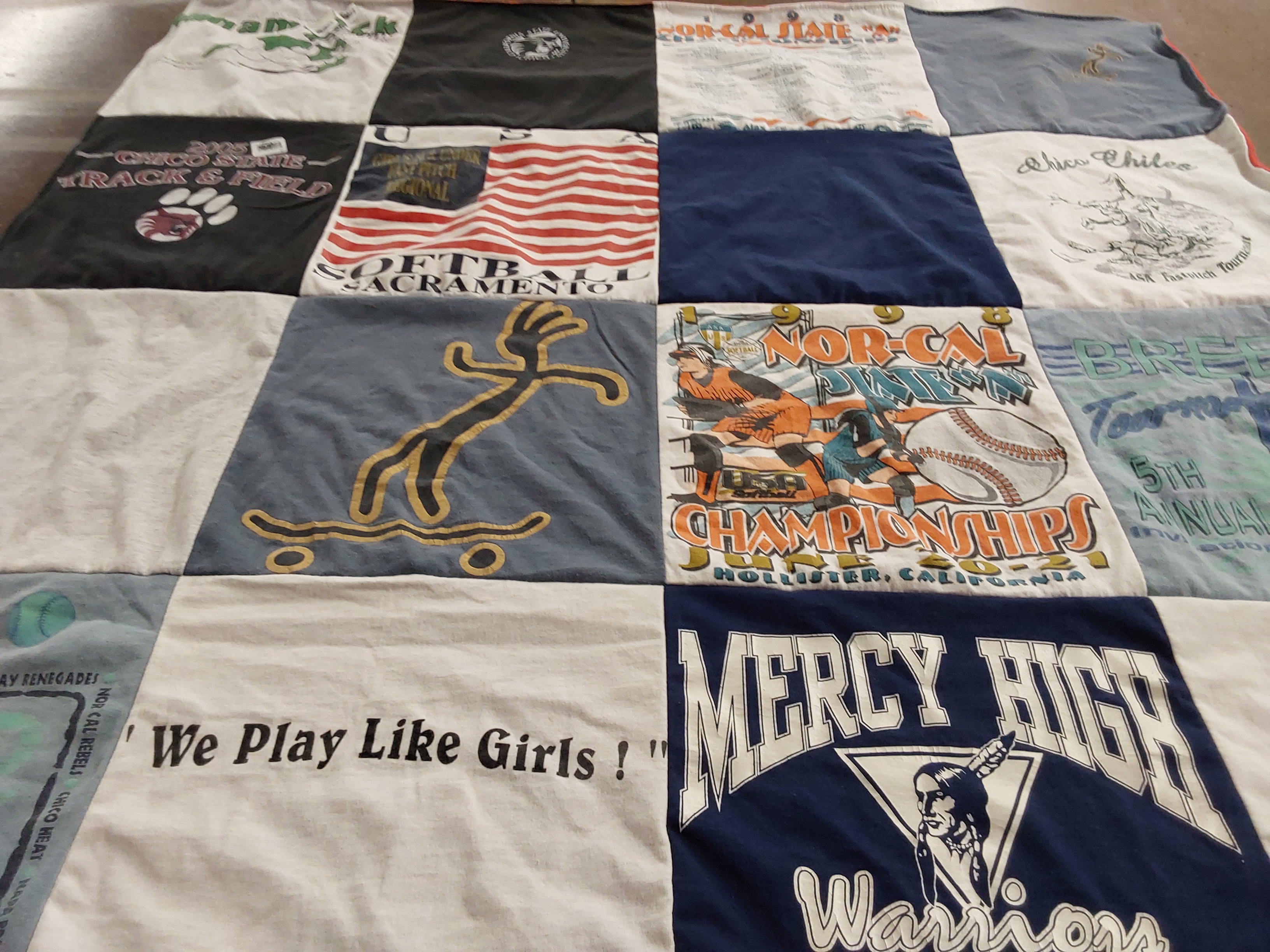 T-shirt quilt featuring mercy high warriors by Quinn from CA