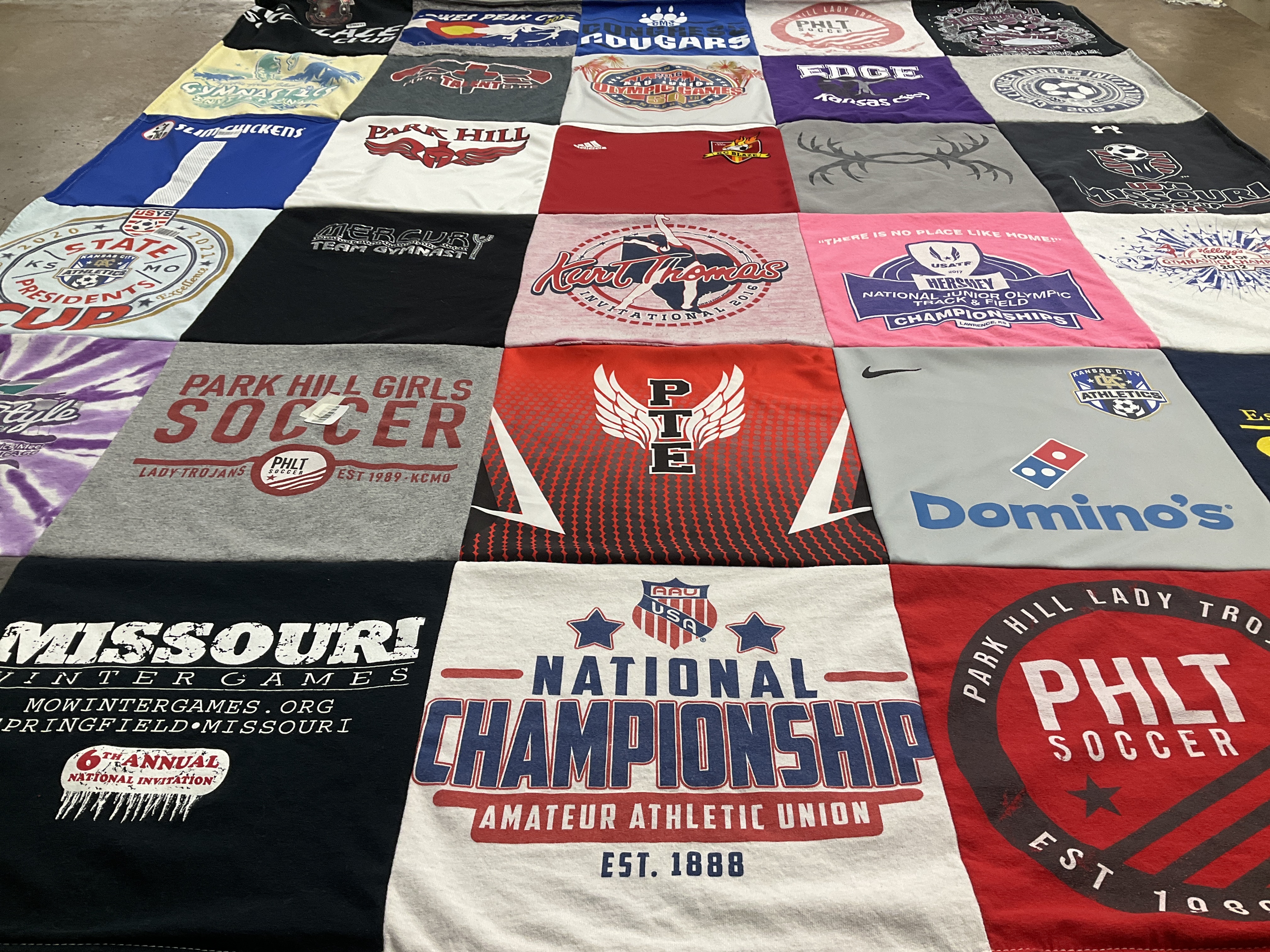 T-shirt quilt featuring park hill lady trojans, park hill soccer by Lauren from MO