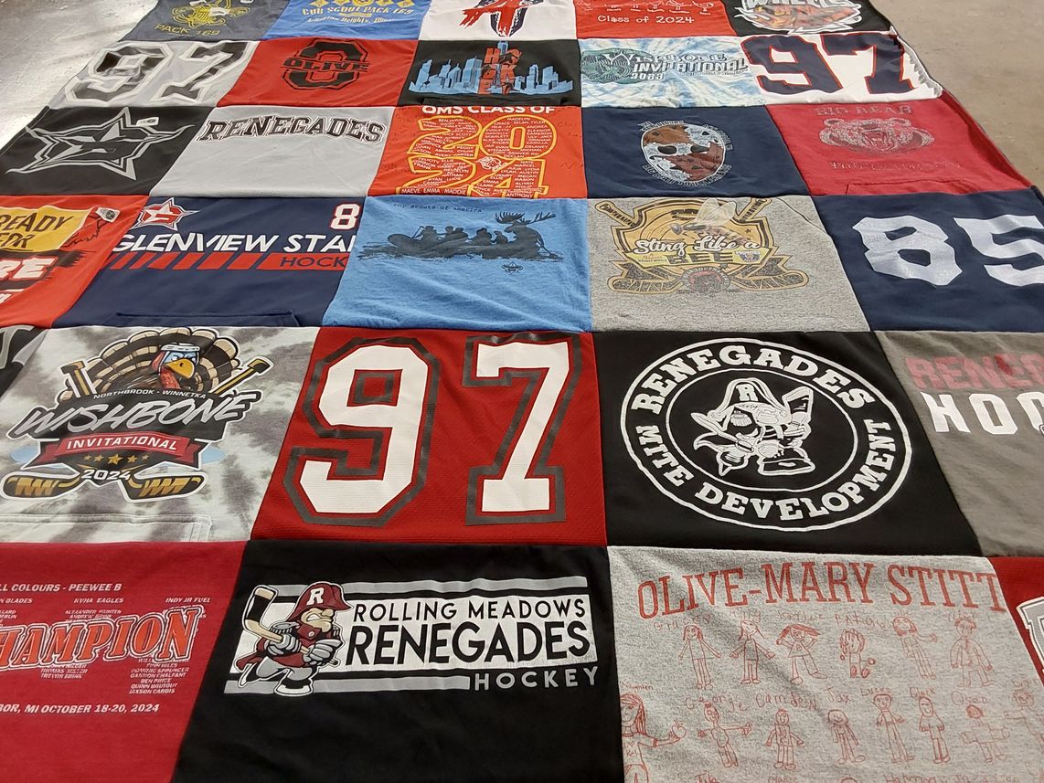 T-shirt quilt featuring rolling meadows renegades hockey by Melissa from IL