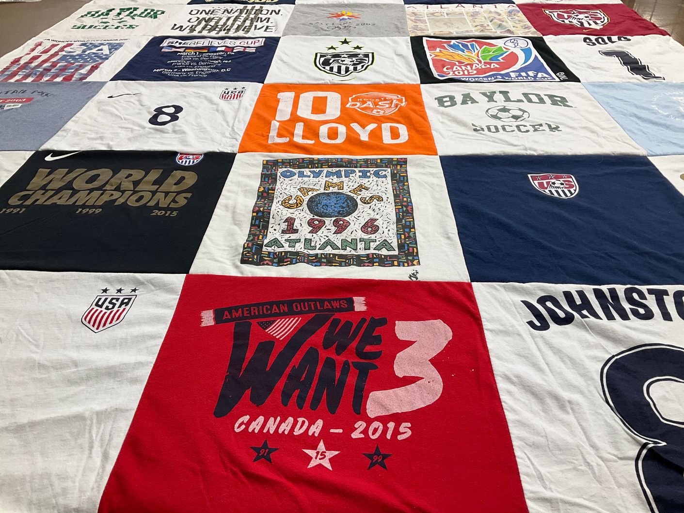 T-shirt quilt featuring usa soccer team by Jackie from TX