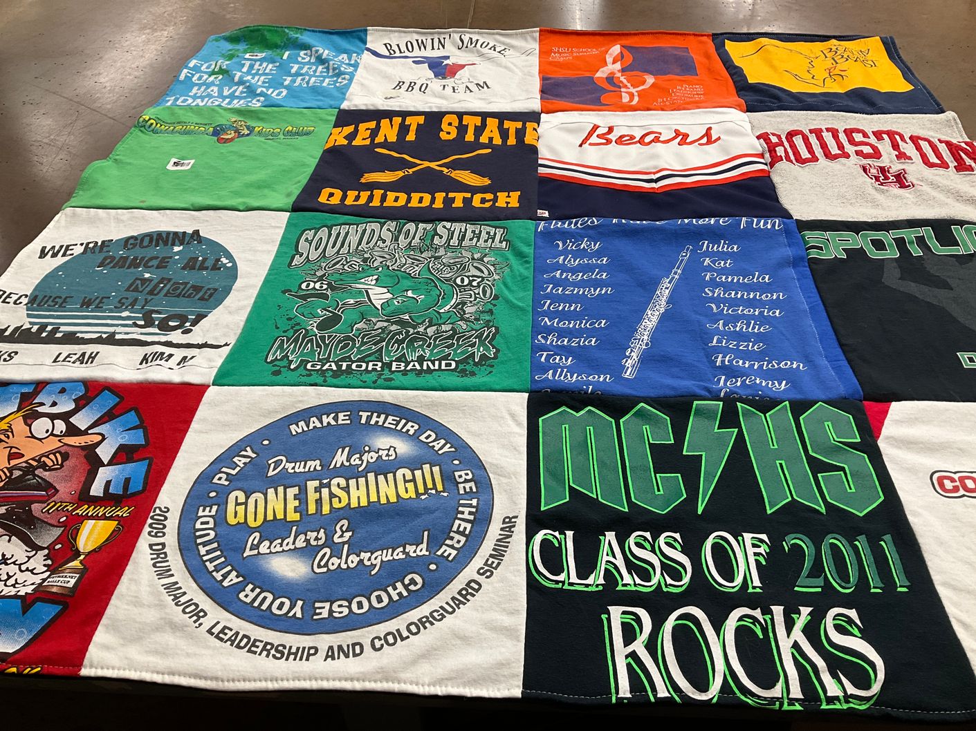 T-shirt quilt from maybe creek high school, mc high school by Tamara from TX