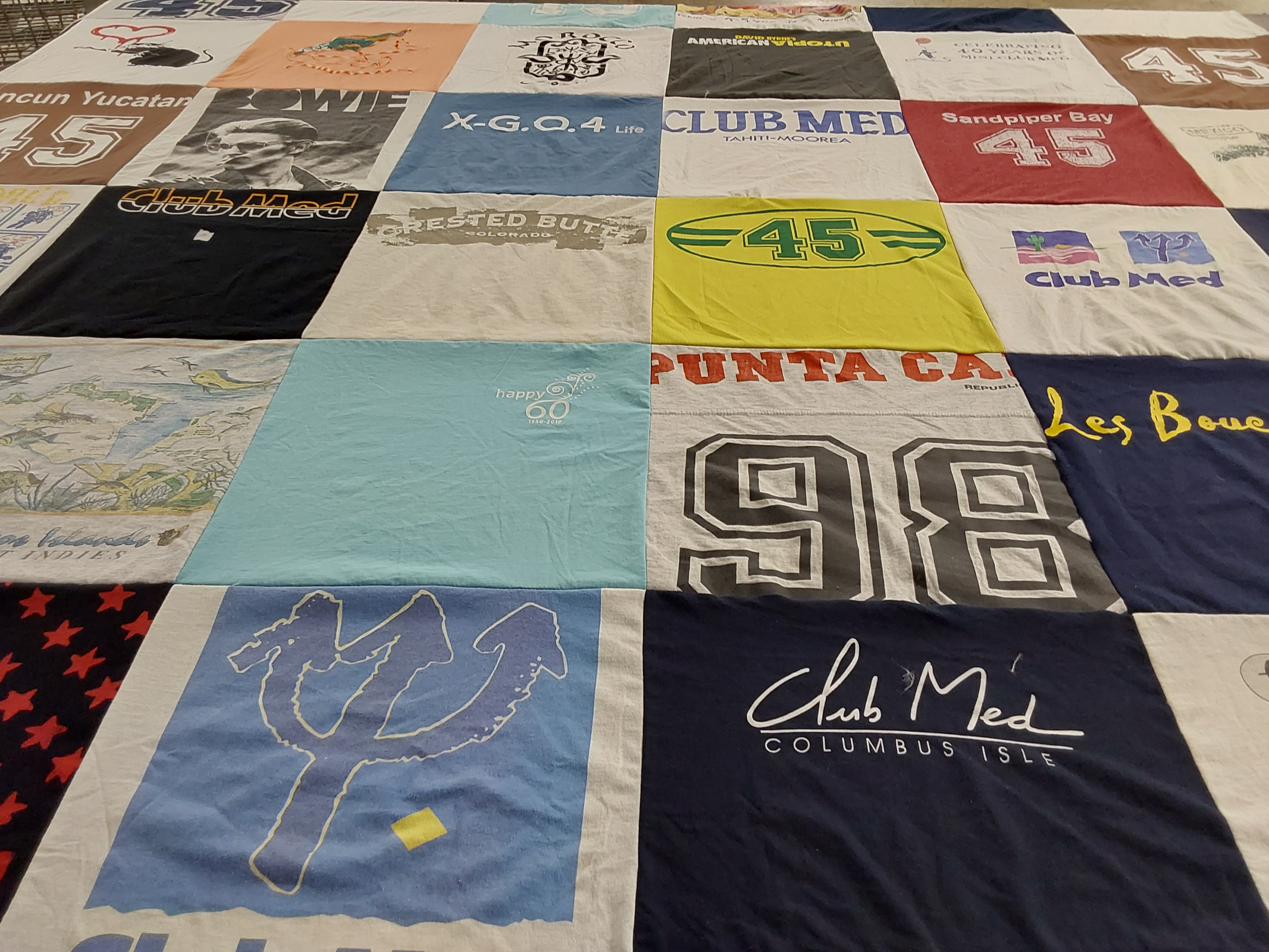 T-shirt quilt with travel, vacation themes by MARK from FL