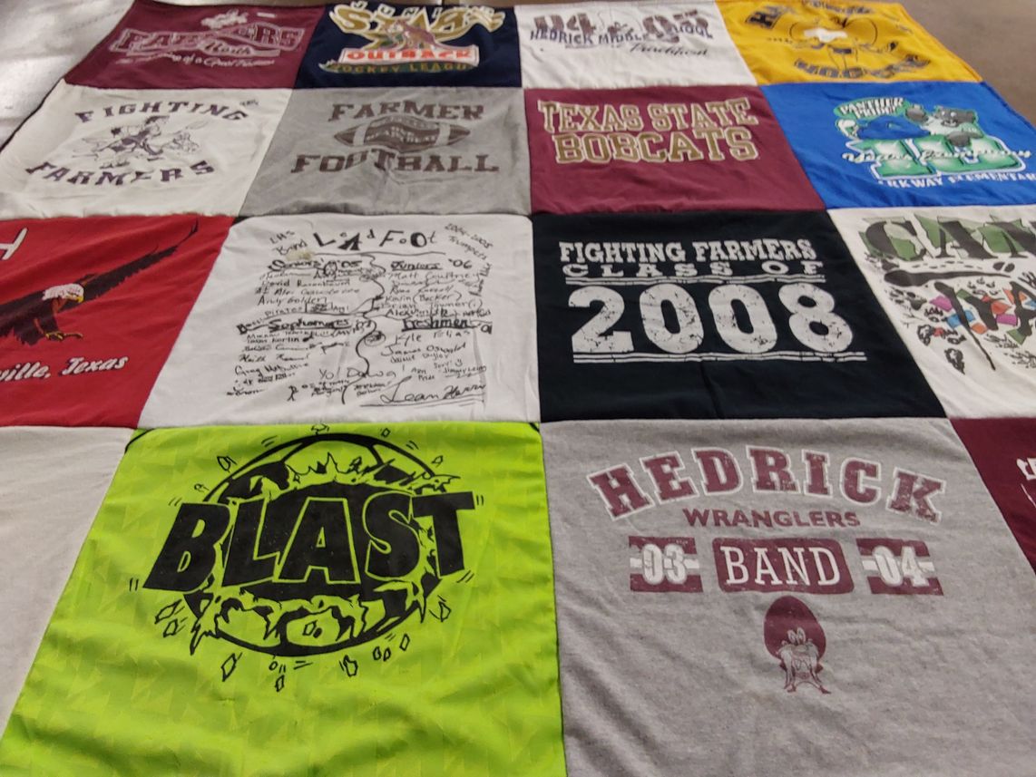 T-shirt quilt featuring fighting farmers by Melissa from TX