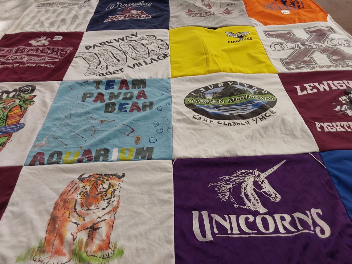 T-shirt quilt from lewisville high school by Melissa from TX