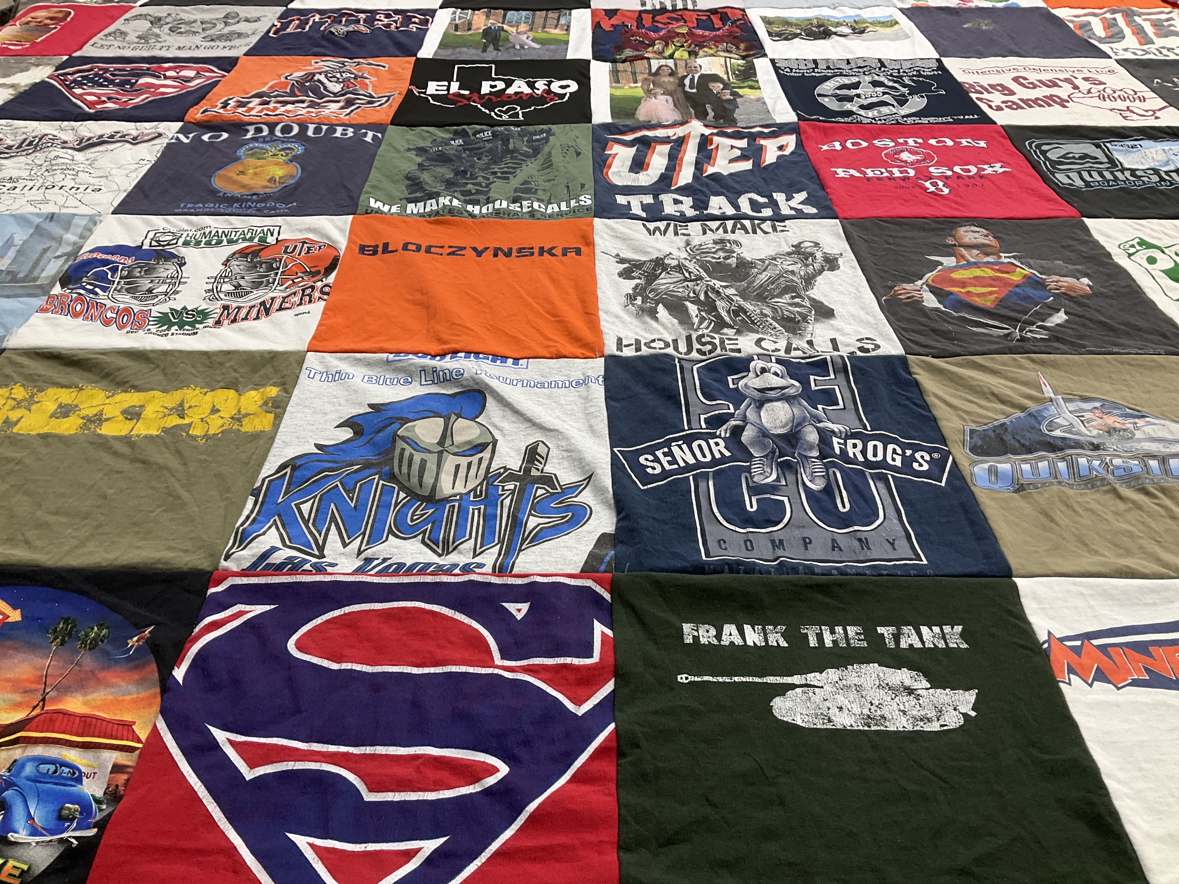 T-shirt quilt featuring utep miners, broncos by Steven from TX