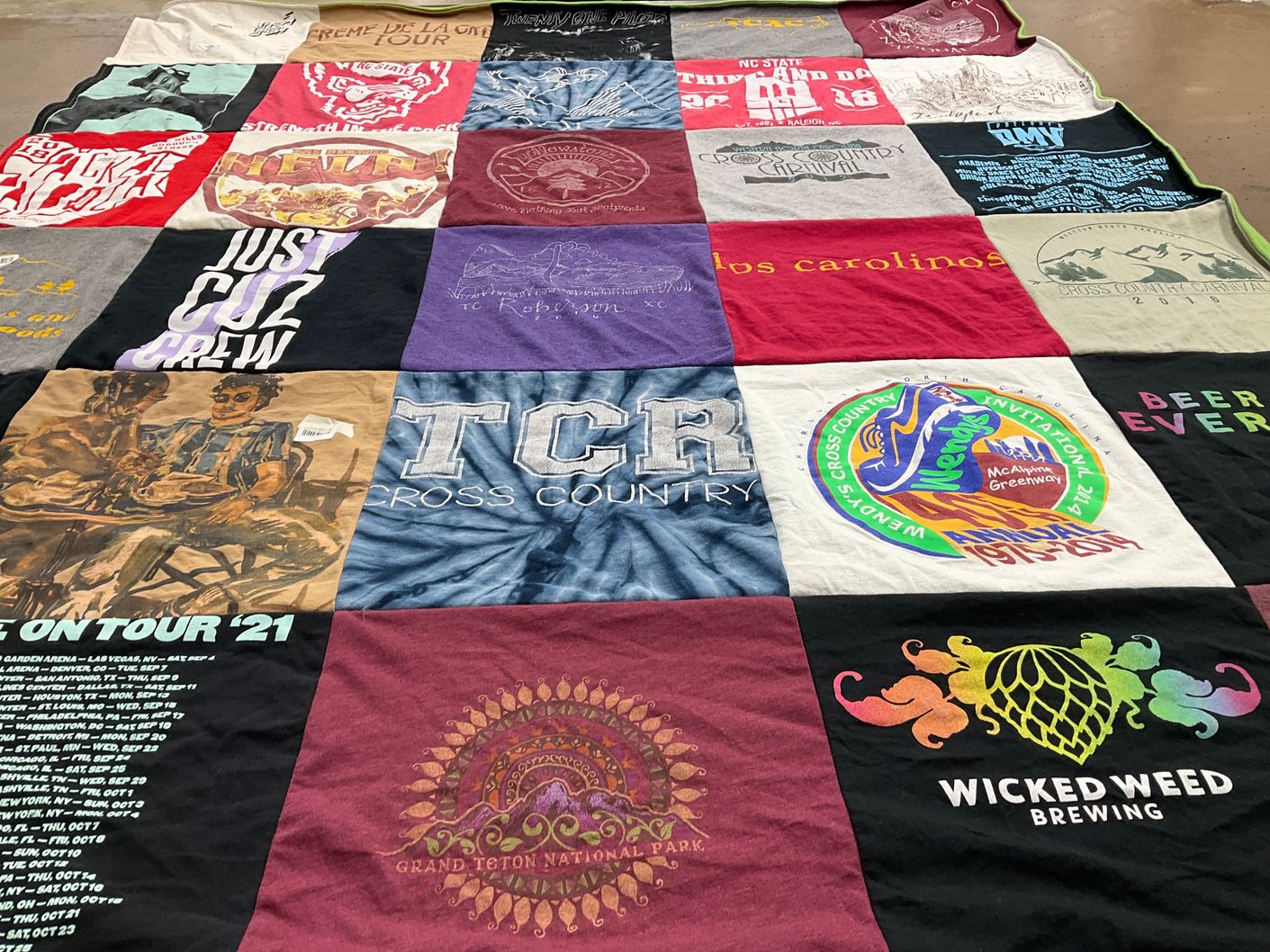 T-shirt quilt featuring cross country team by Ally from MO