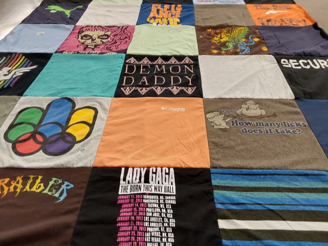 T-shirt quilt with music, olympics themes by STEVE from TX