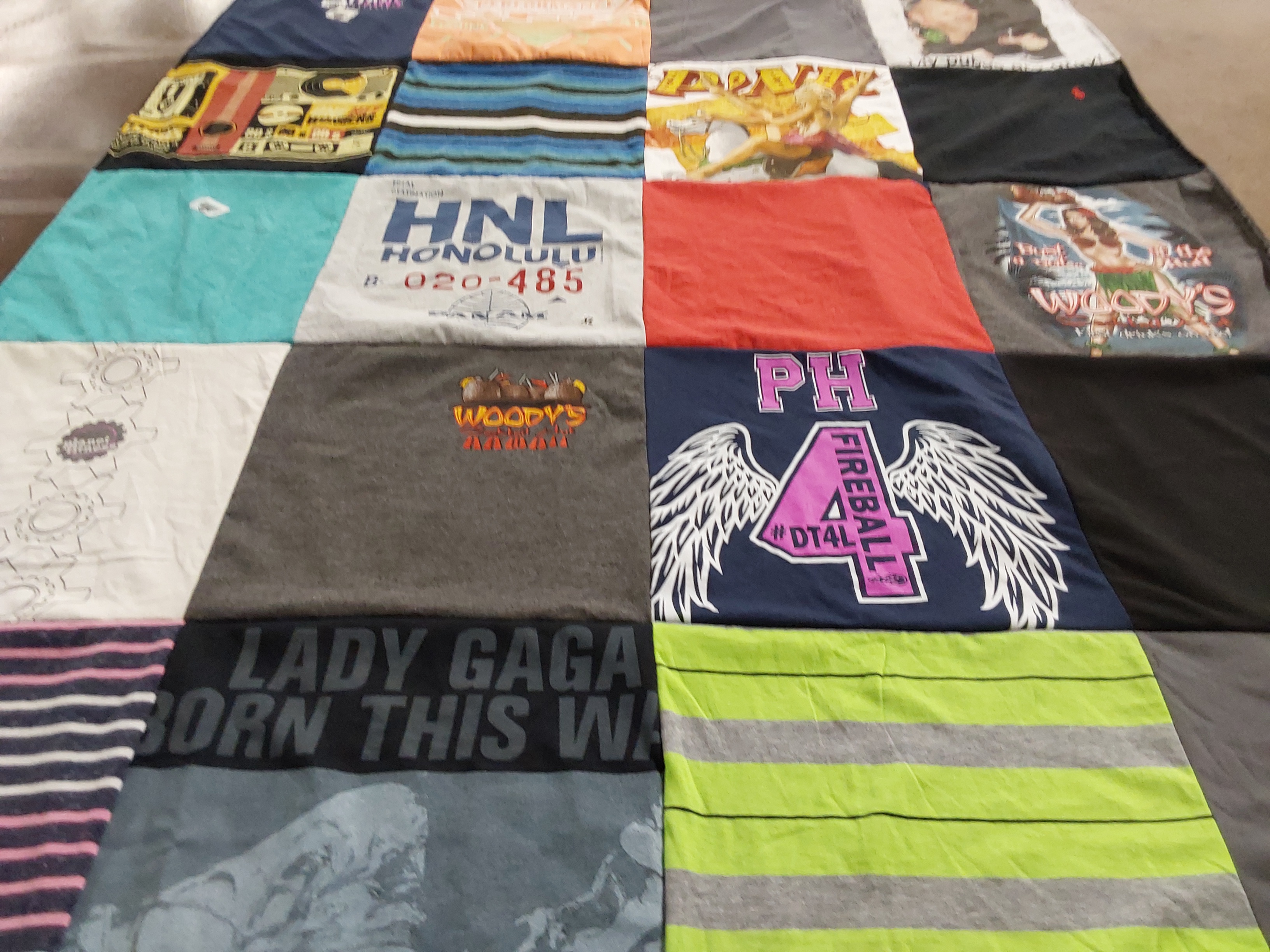 T-shirt quilt with music, anime themes by STEVE from TX