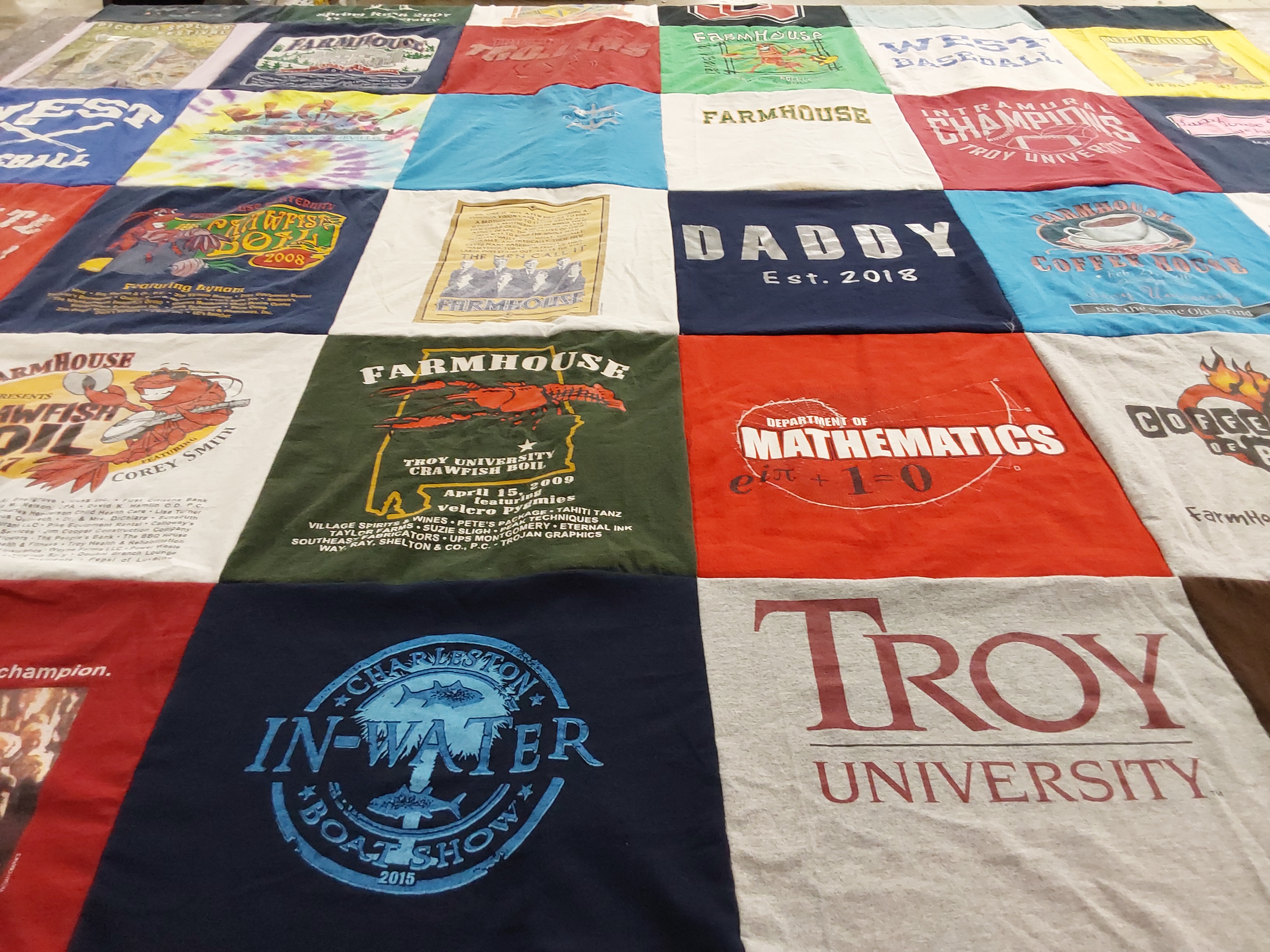 T-shirt quilt featuring troy university baseball by Suzanne from VA