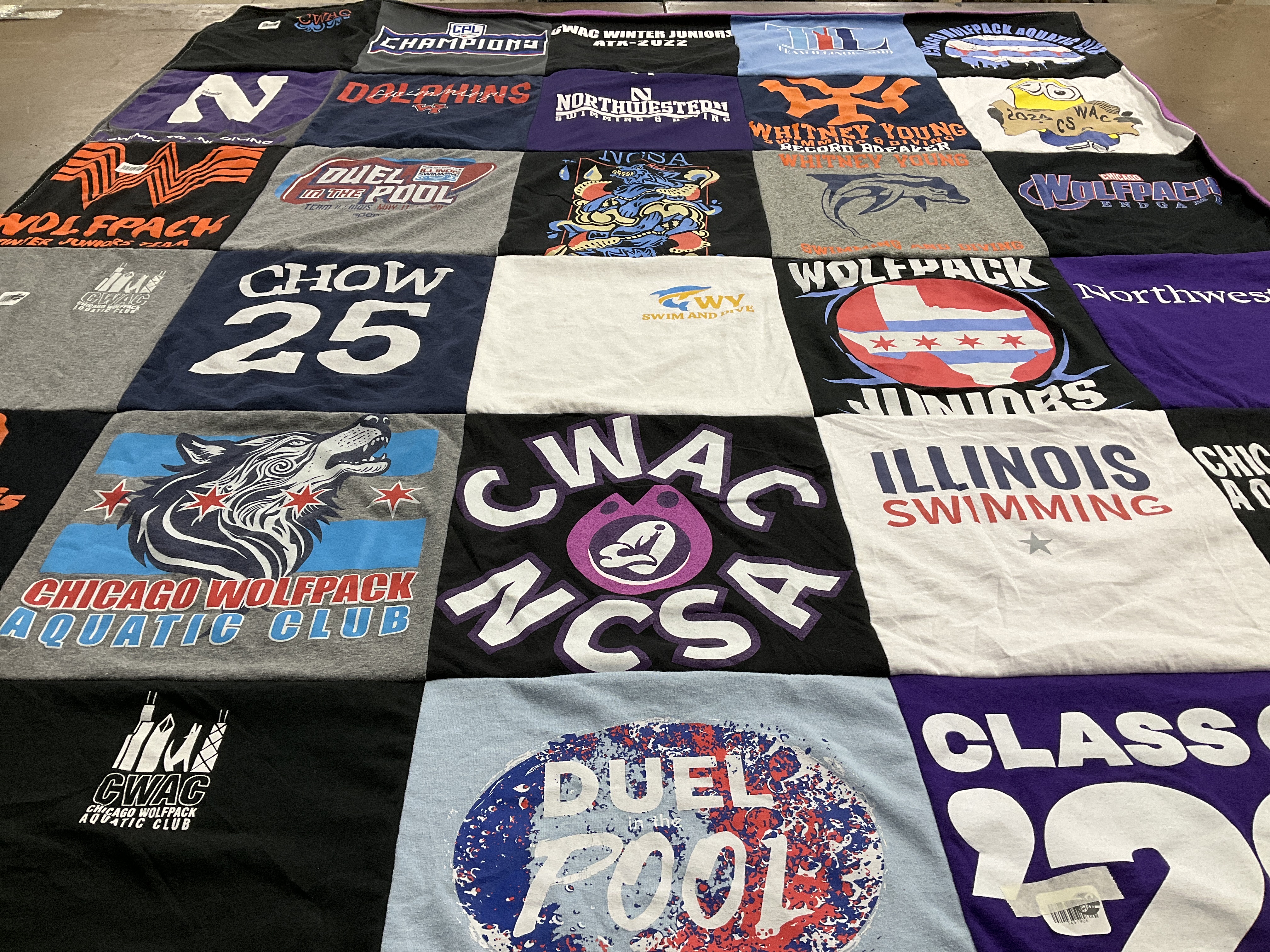 T-shirt quilt featuring chicago wolfpack juniors by Kin from IL