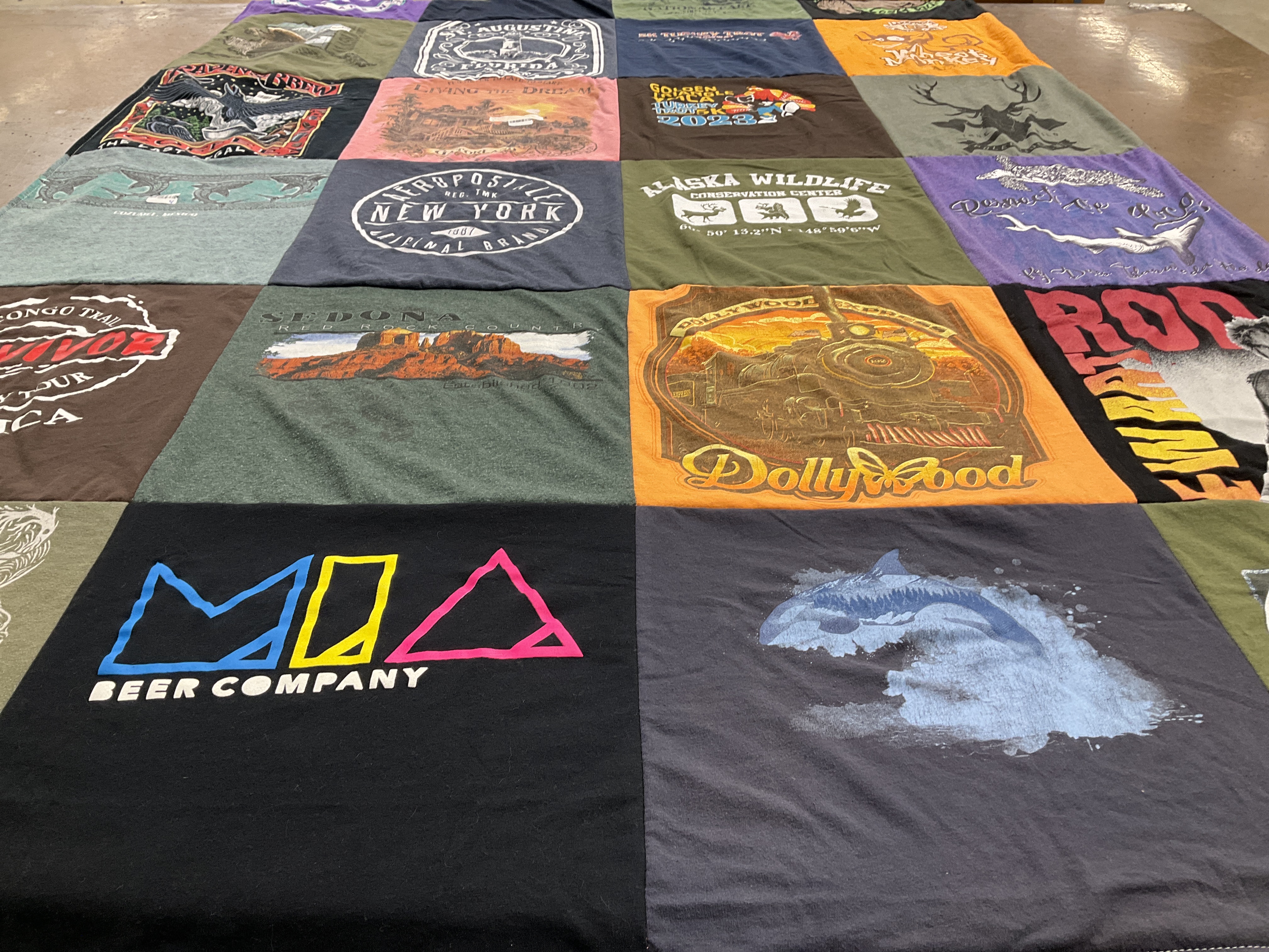 T-shirt quilt with wildlife, nature themes by Marynell from FL
