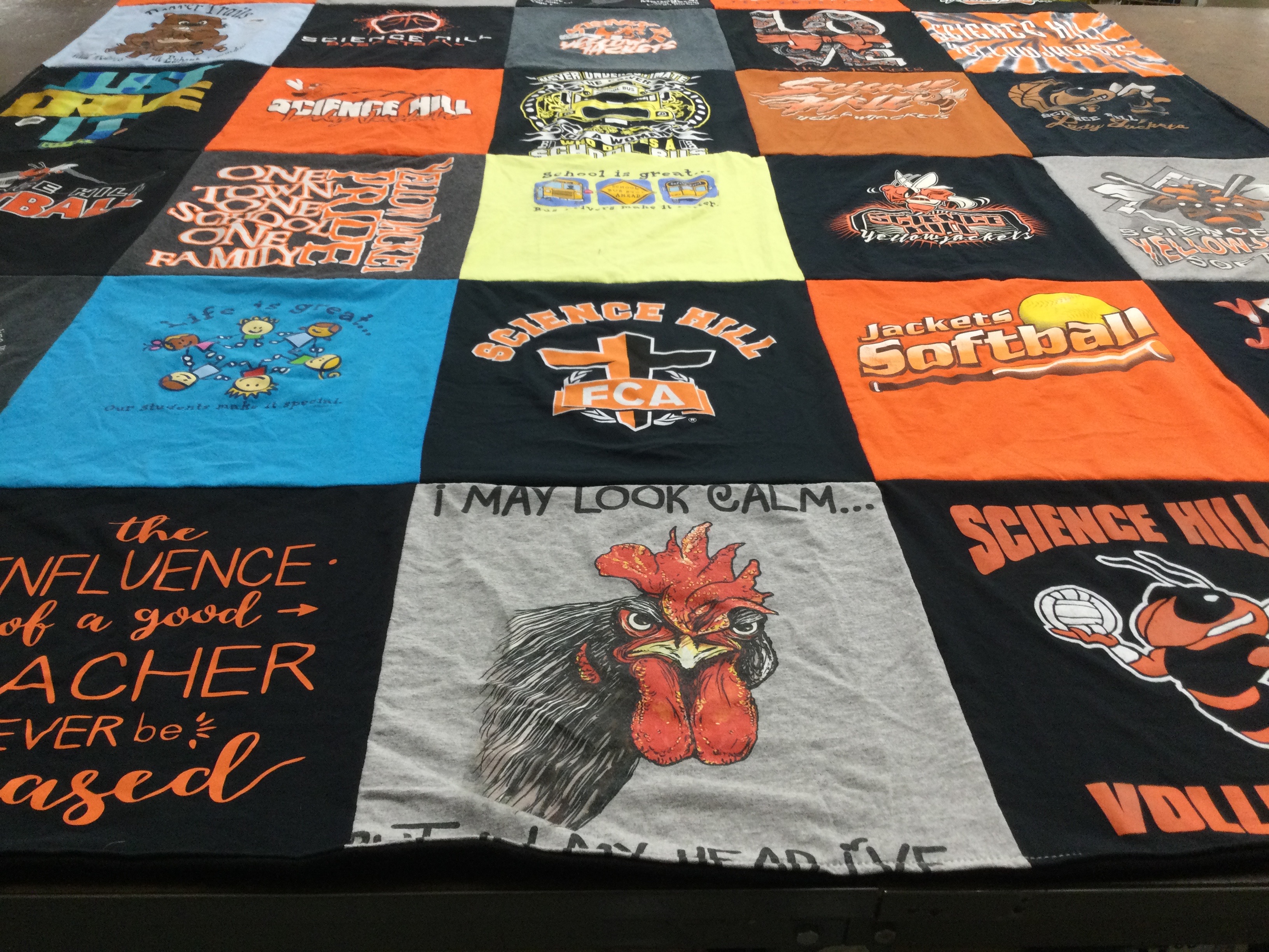 T-shirt quilt featuring science hill yellow jackets by Peggy from KY