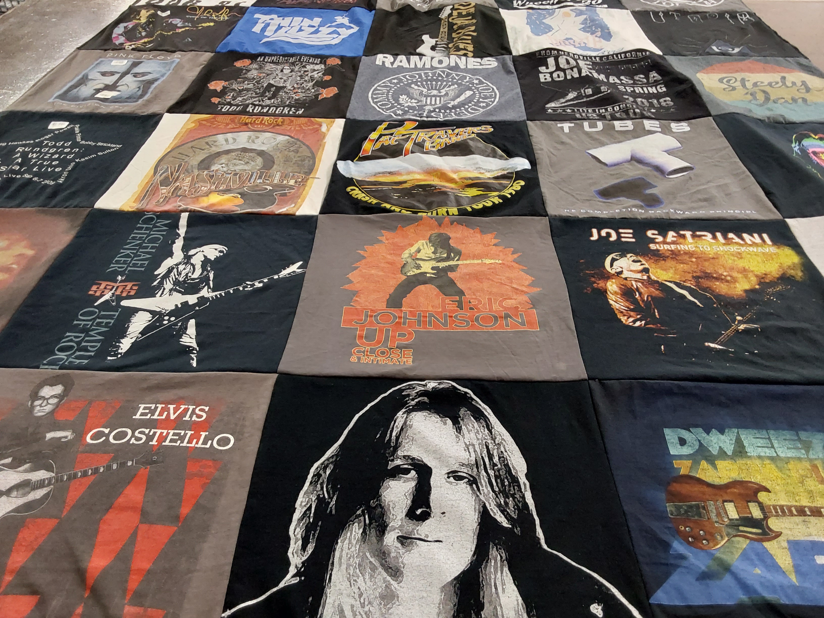 T-shirt quilt with music, rock themes by PETER from RI