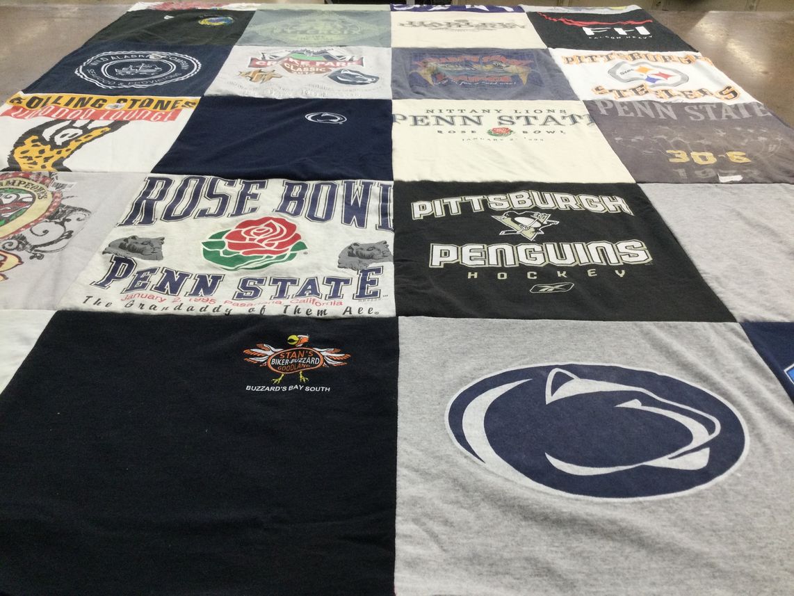 T-shirt quilt featuring pittsburgh penguins, penn state university football by Eric from MO