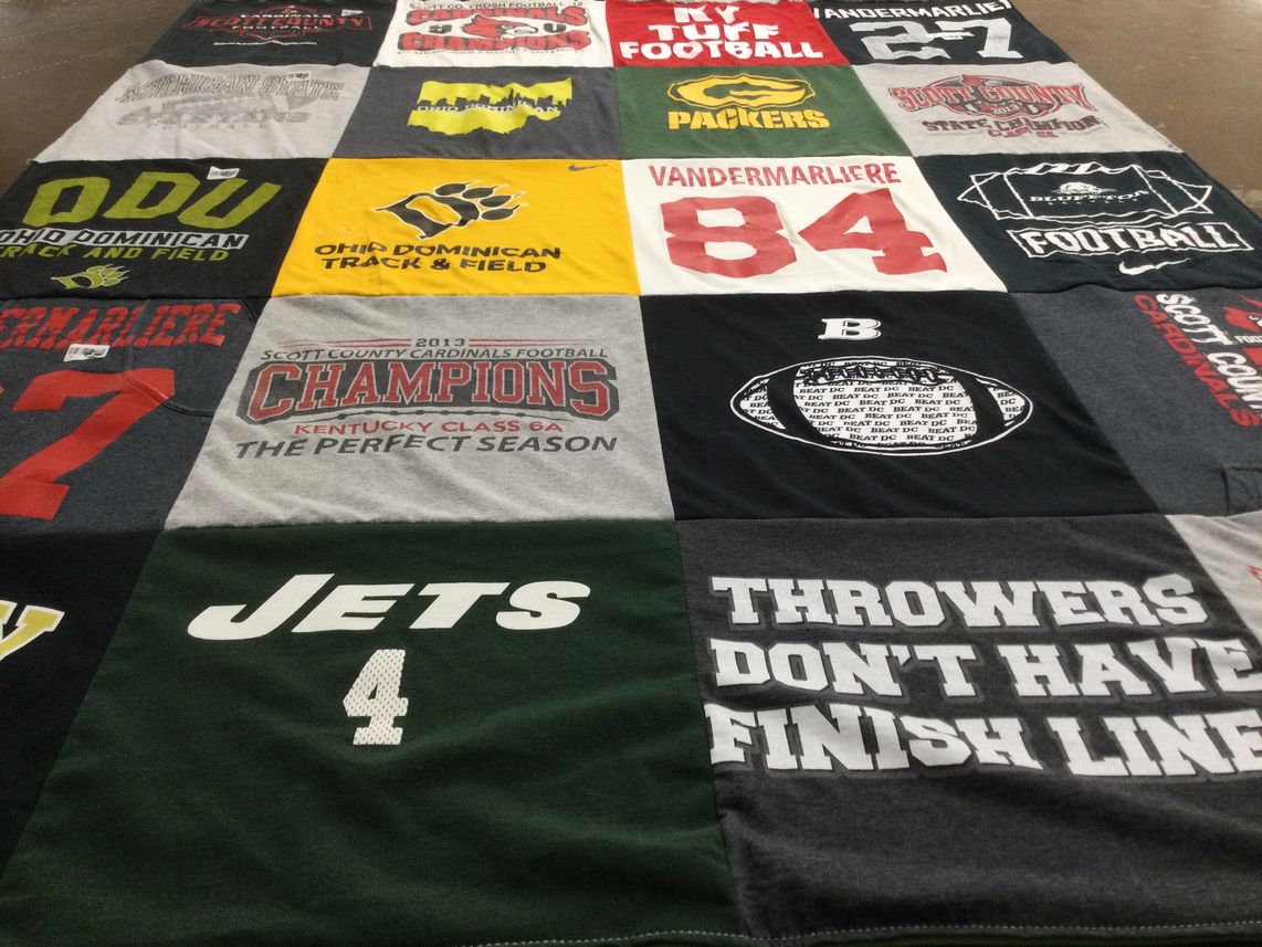 T-shirt quilt featuring scott county cardinals football by Tina from KY
