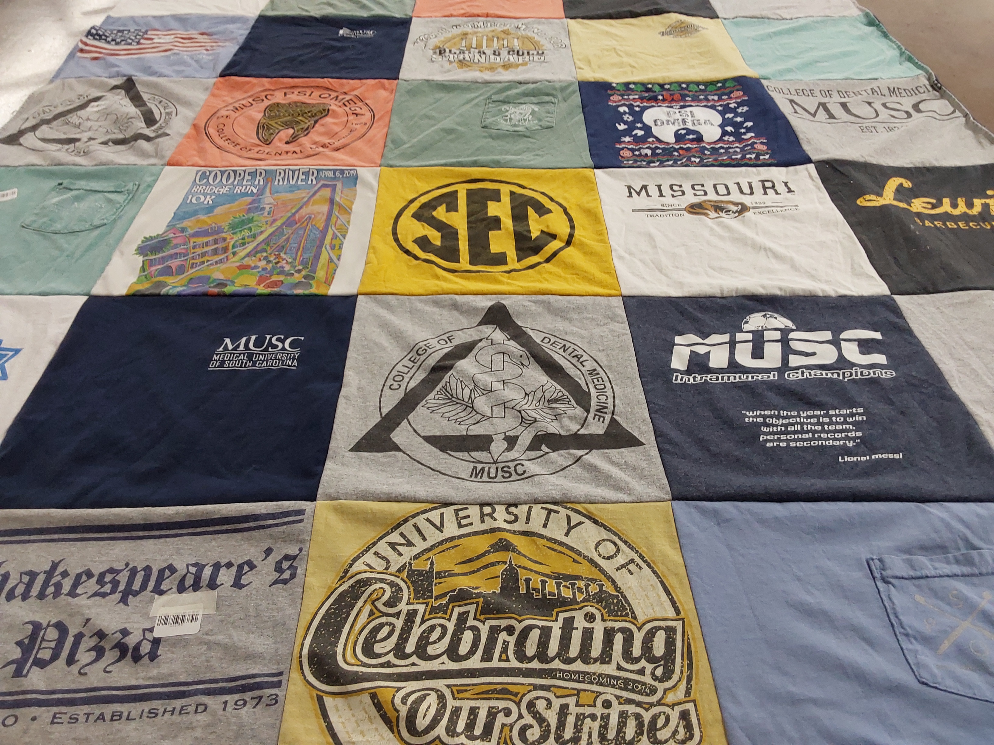 T-shirt quilt featuring musc intramural champions by Kelly from OR