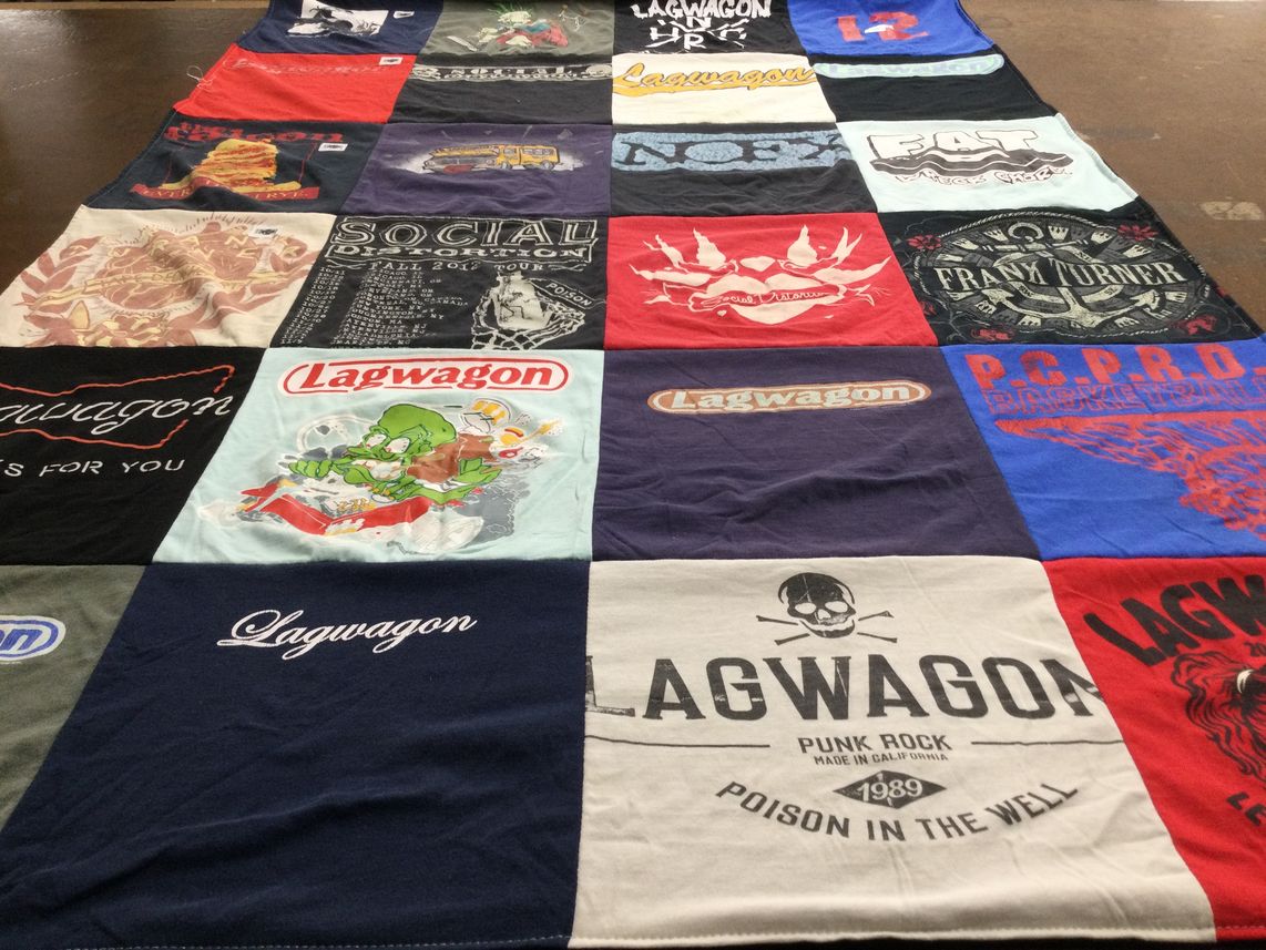 T-shirt quilt with punk rock, music themes by Robert from FL