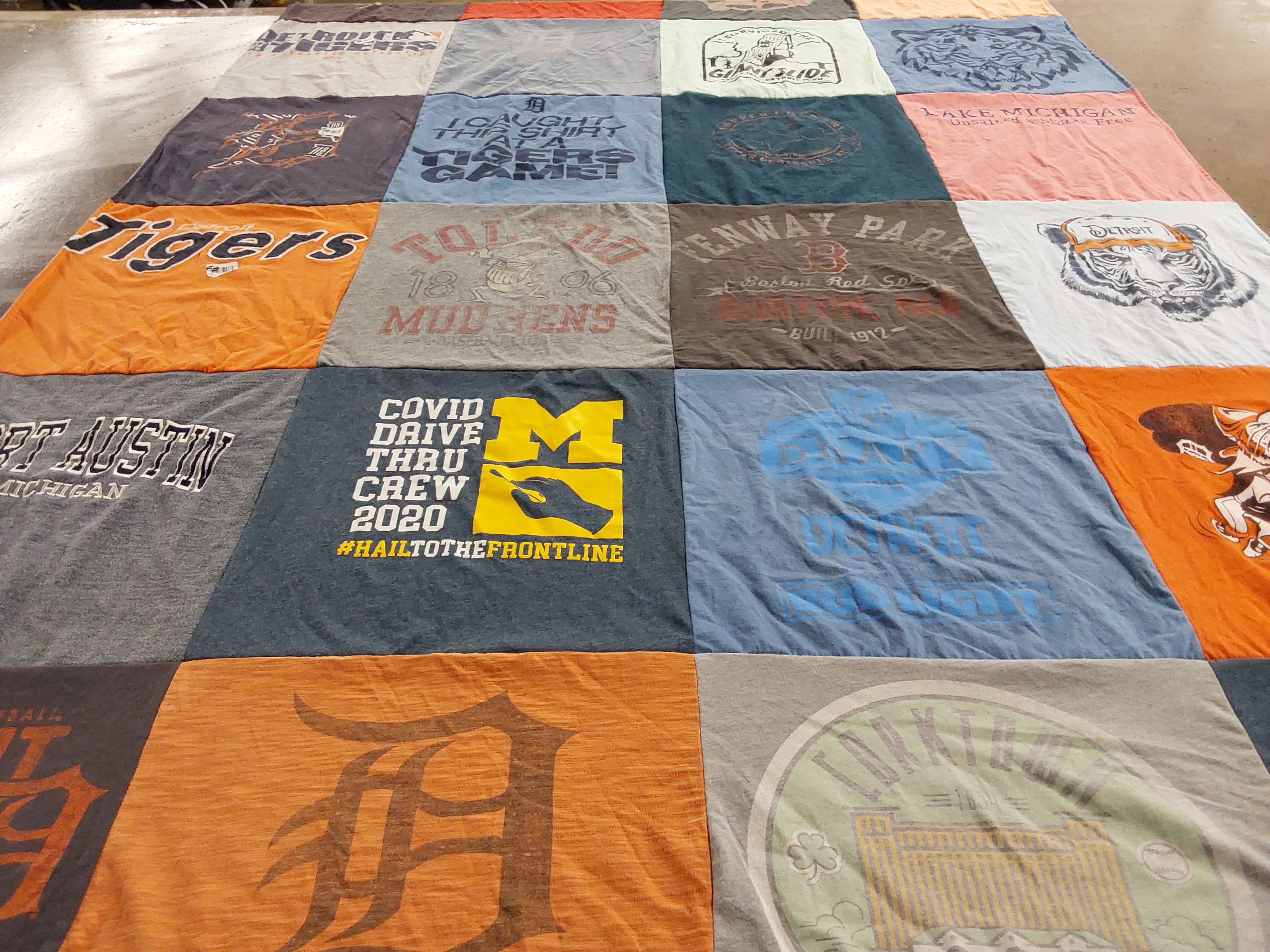 T-shirt quilt featuring detroit tigers, toledo mudhens by Susan from MI