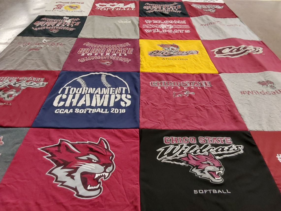 T-shirt quilt featuring chico state wildcats softball by Amanda from CA