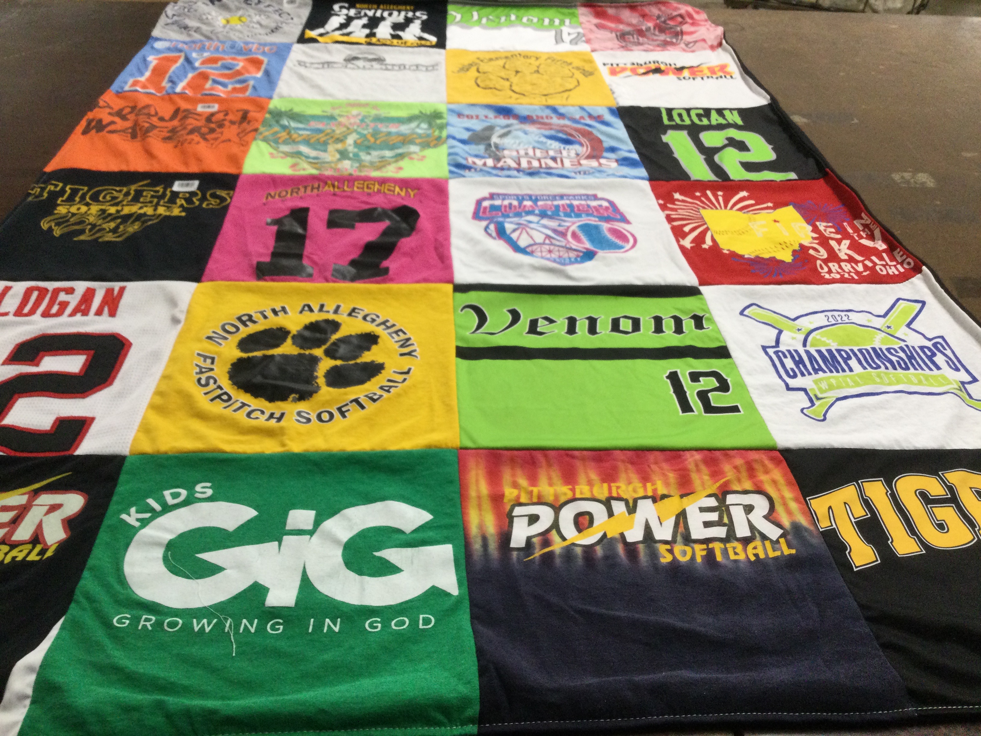 T-shirt quilt featuring pittsburgh power softball by Bethany from PA